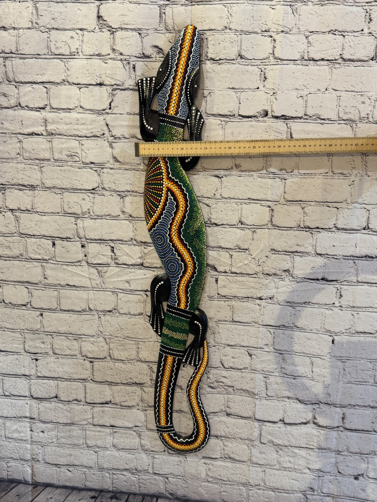 100cm Gecko Carved Wooden Dot Painted Ethnic Tribal Tiki Wall Art No 2 New3