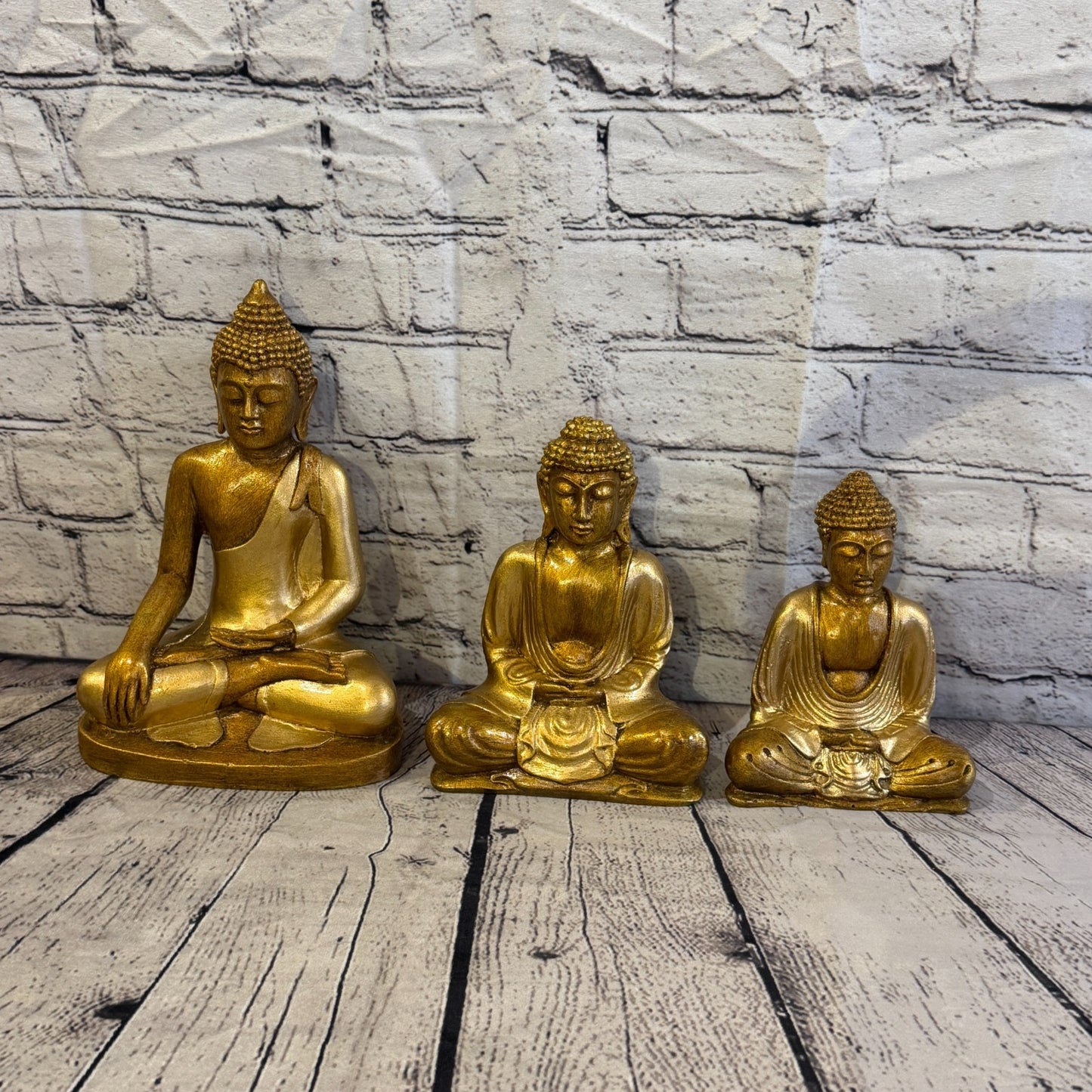 Bronze & Bronze 15cm x 12cm Small Thai Buddha Sitting Statue Resin Hindu8