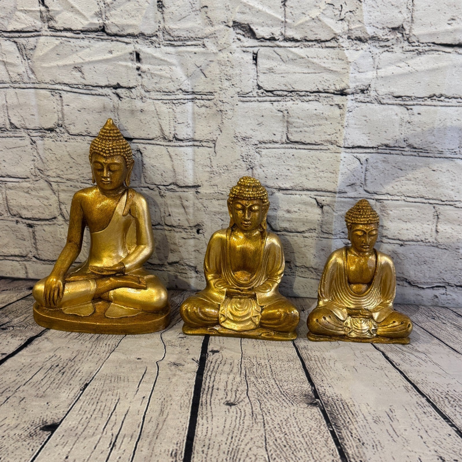 Bronze & Bronze 15cm x 12cm Small Thai Buddha Sitting Statue Resin Hindu8