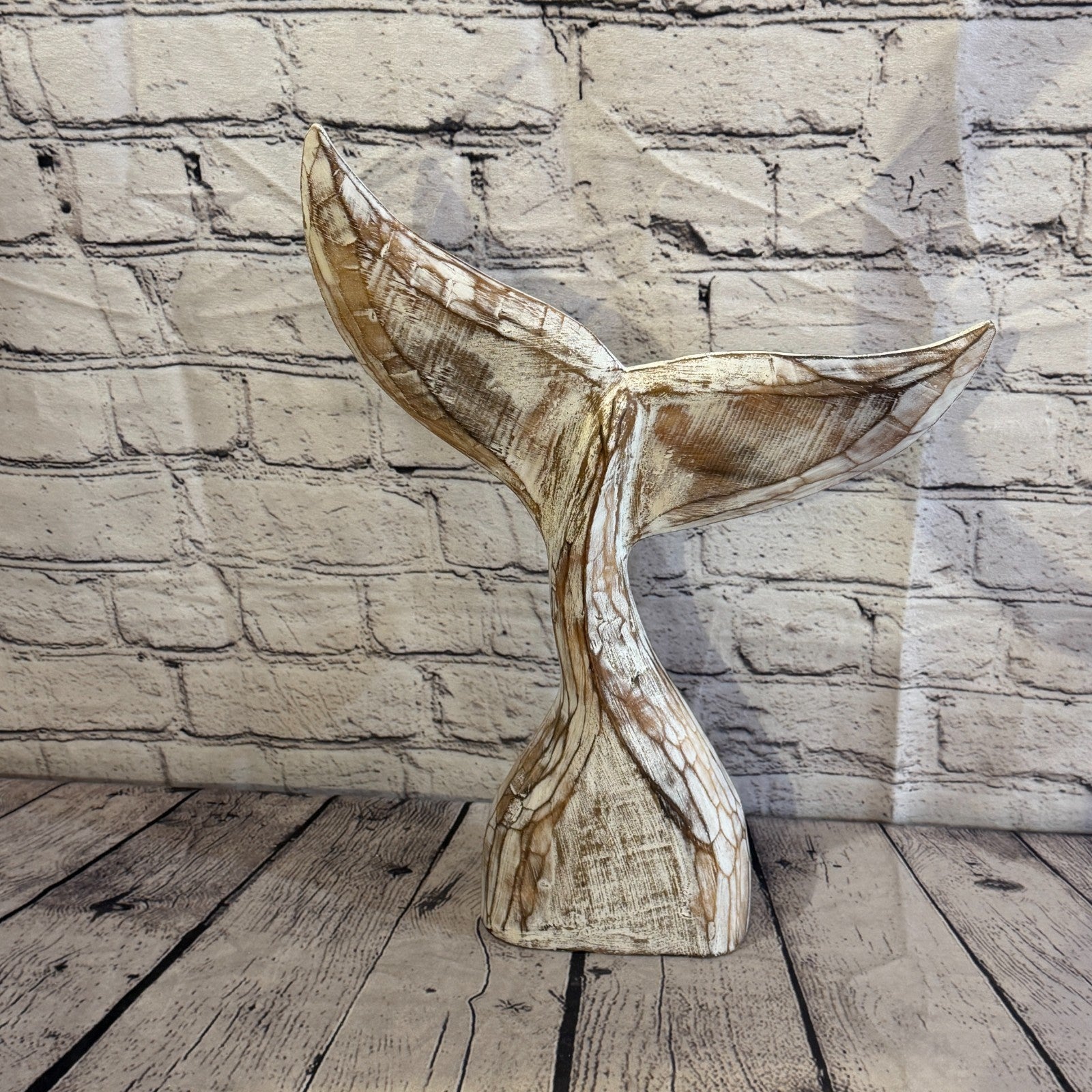 40cm x 40cm Whale Tail Brown Fish Wood Coastal Ocean Bathroom Decoration4