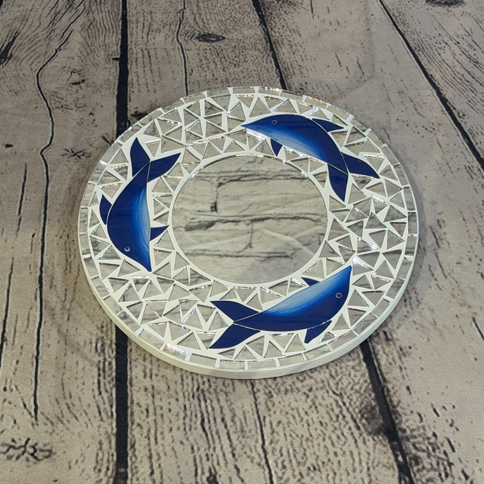 Blue Dolphin Mosaic Tile Wall Mirror 20cm x 20cm 8 Inches Handmade2