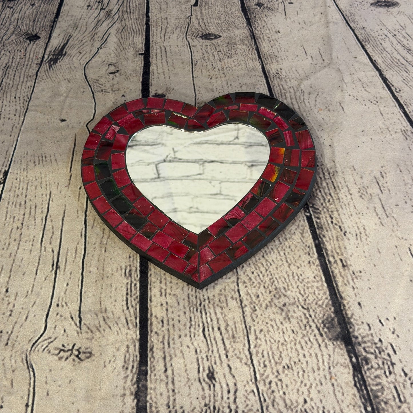 Red Heart Shape Mosaic Tile Wall Mirror 20cm x 15cm 8 Inches Handmade New3