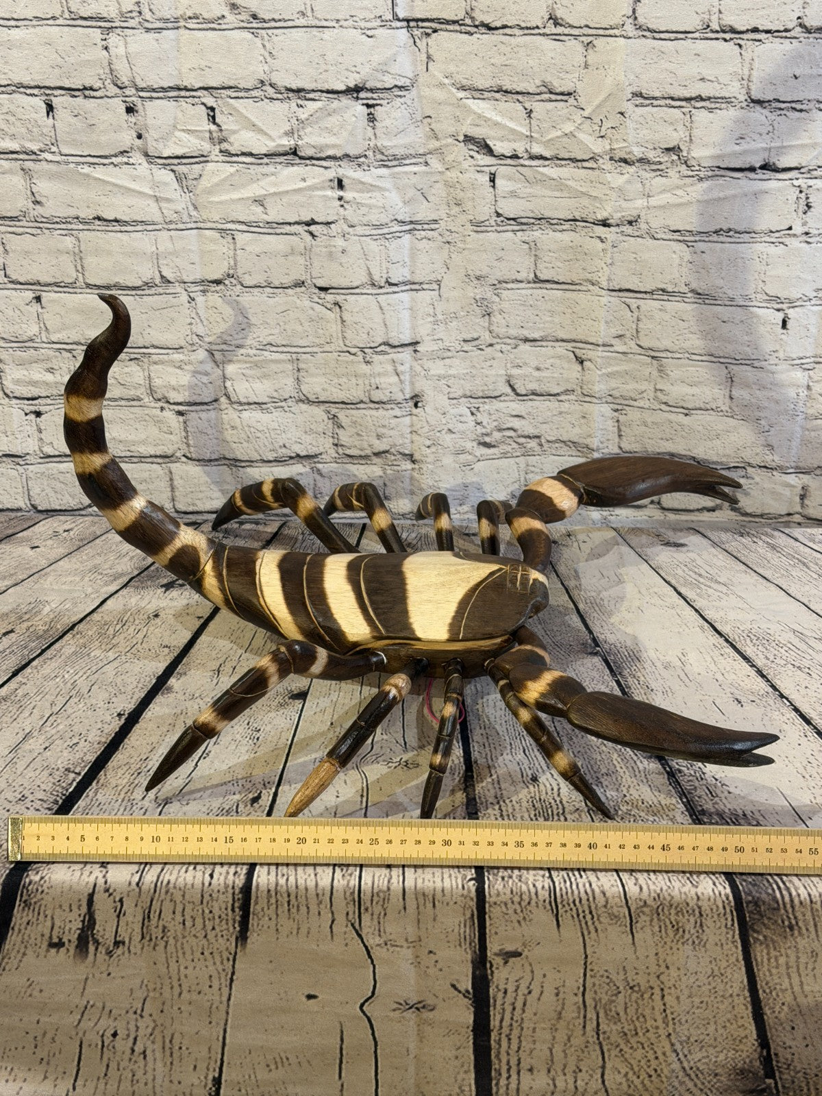 55cm x 45cm Wooden Scorpion Burnt Pattern Carving Hand Carved Walking Statue9