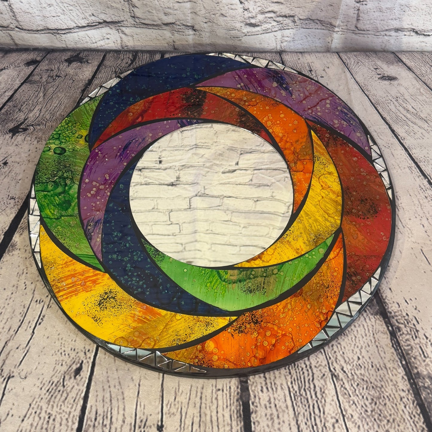 Rainbow Swirl Mosaic Tile Wall Mirror 40cm x 40cm 16 Inches Handmade New3