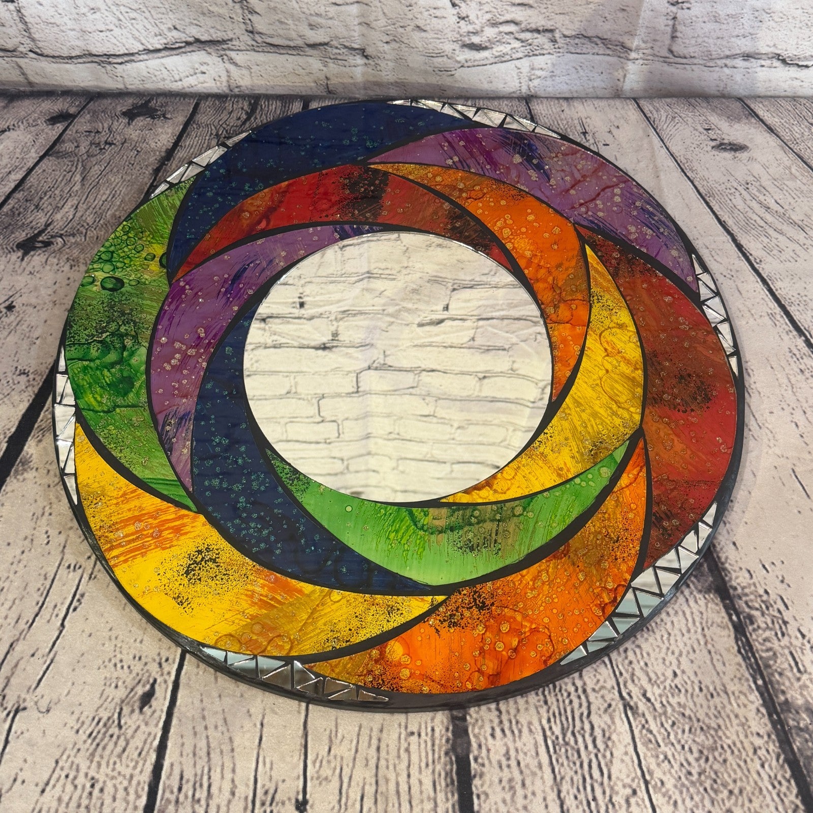 Rainbow Swirl Mosaic Tile Wall Mirror 40cm x 40cm 16 Inches Handmade New3