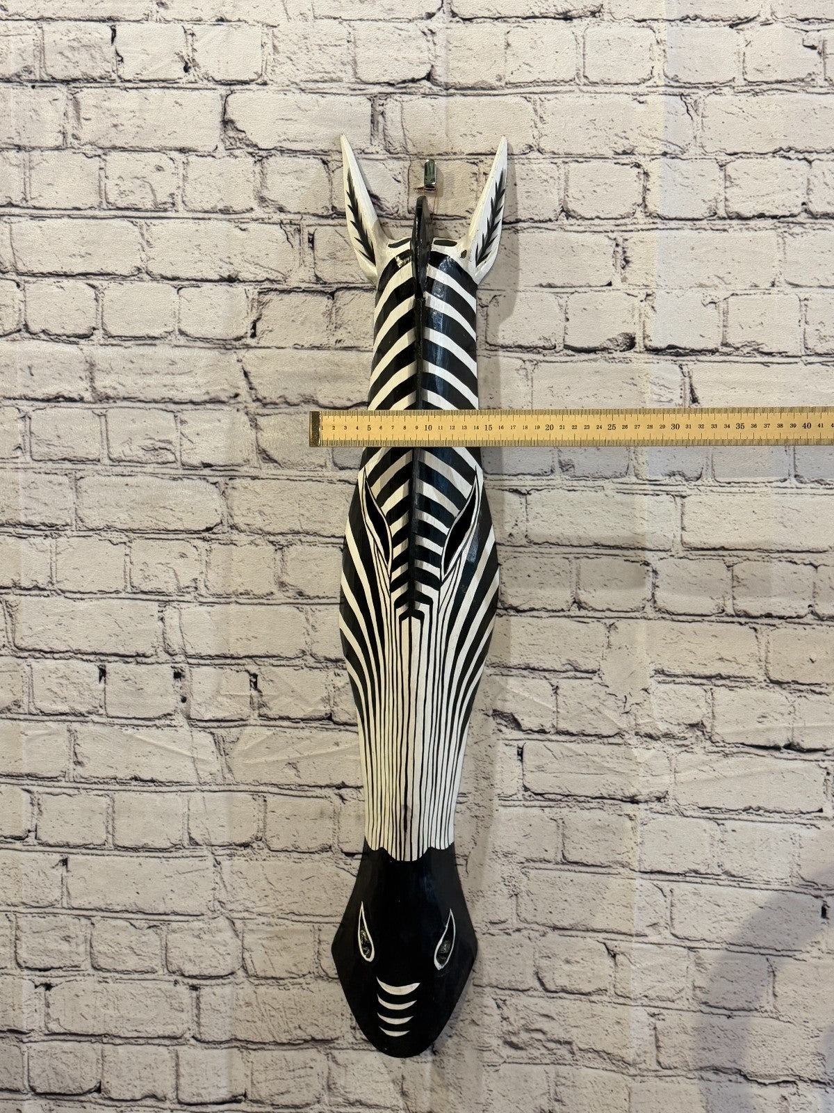 80cm Zebra Stripe Hand Carved Fair Trade Wooden Animal Wall Art Wall Hang Mask3