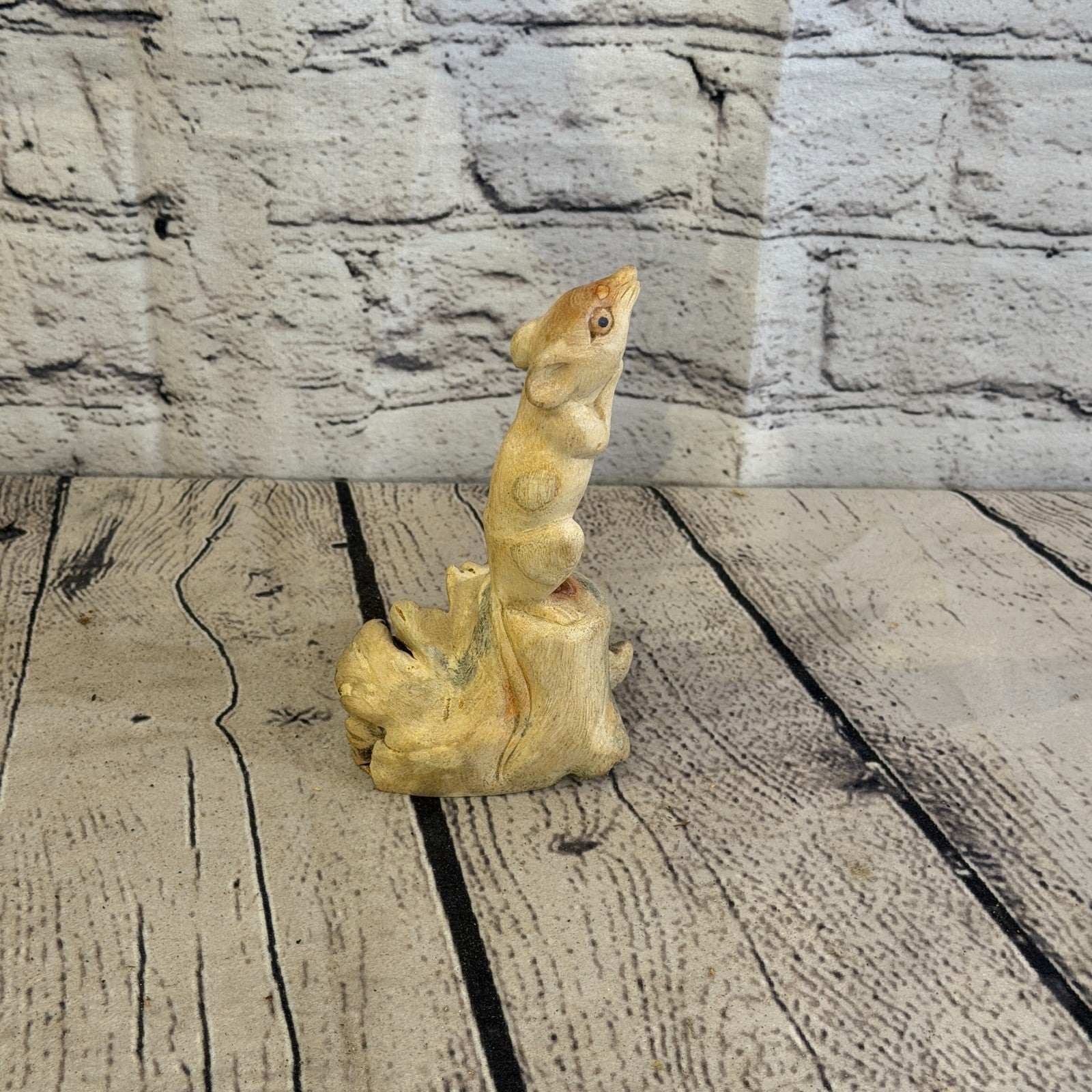 15cm Mouse Mushroom Stand Parasite Wood Ornament Natural Carving Wooden Standing3