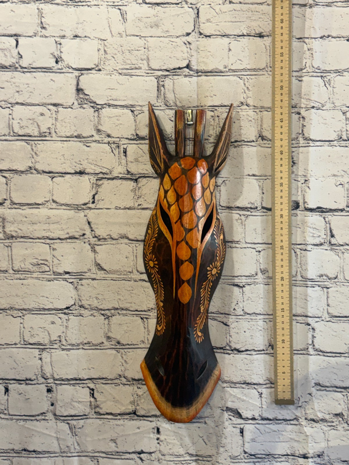 50cm Giraffe Paint Hand Carved Fair Trade Wooden Animal Wall Art Wall Hang Mask4
