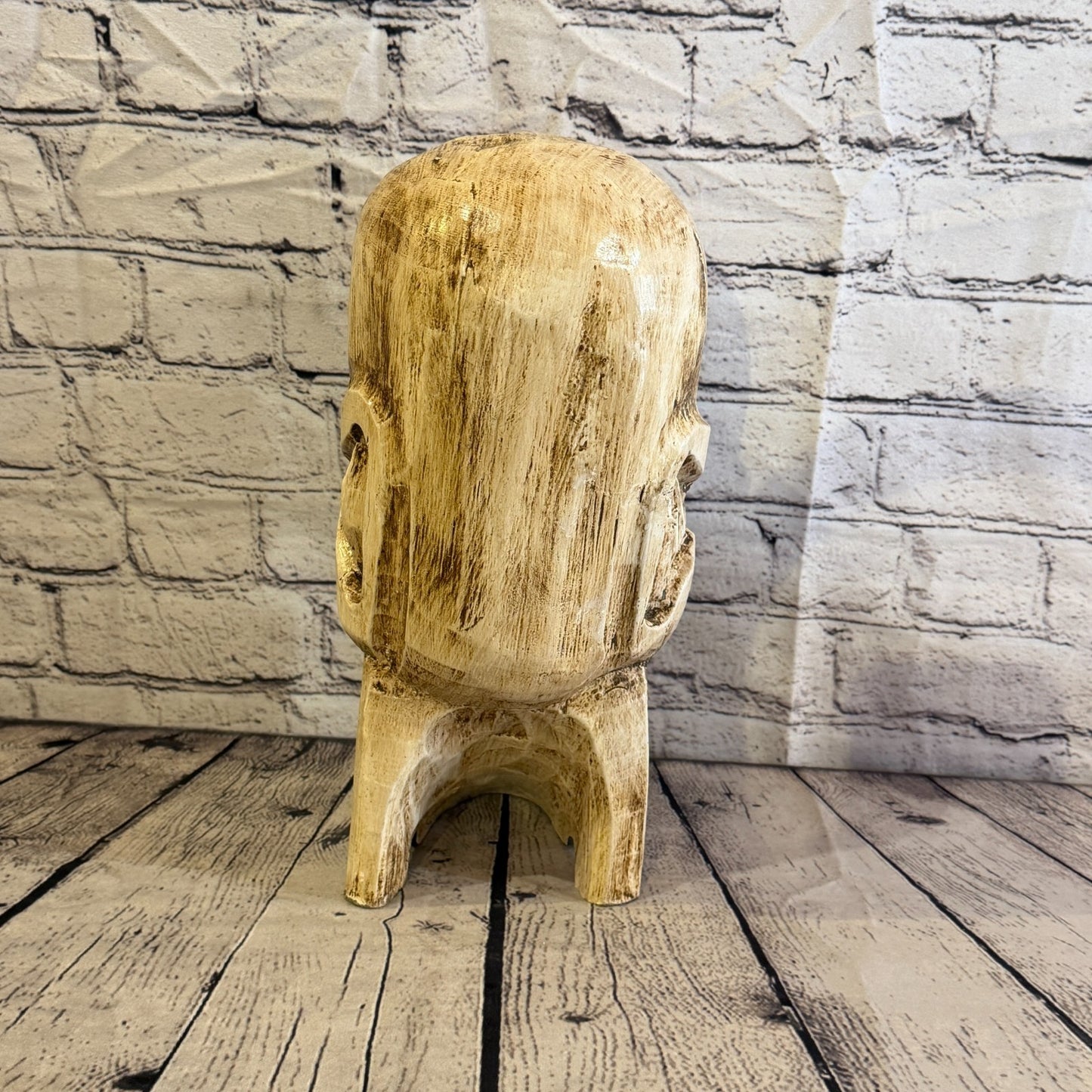 30cm x 15cm Single Skull Round Wooden Statue Coffee Bar Restaurant Garden Pub4
