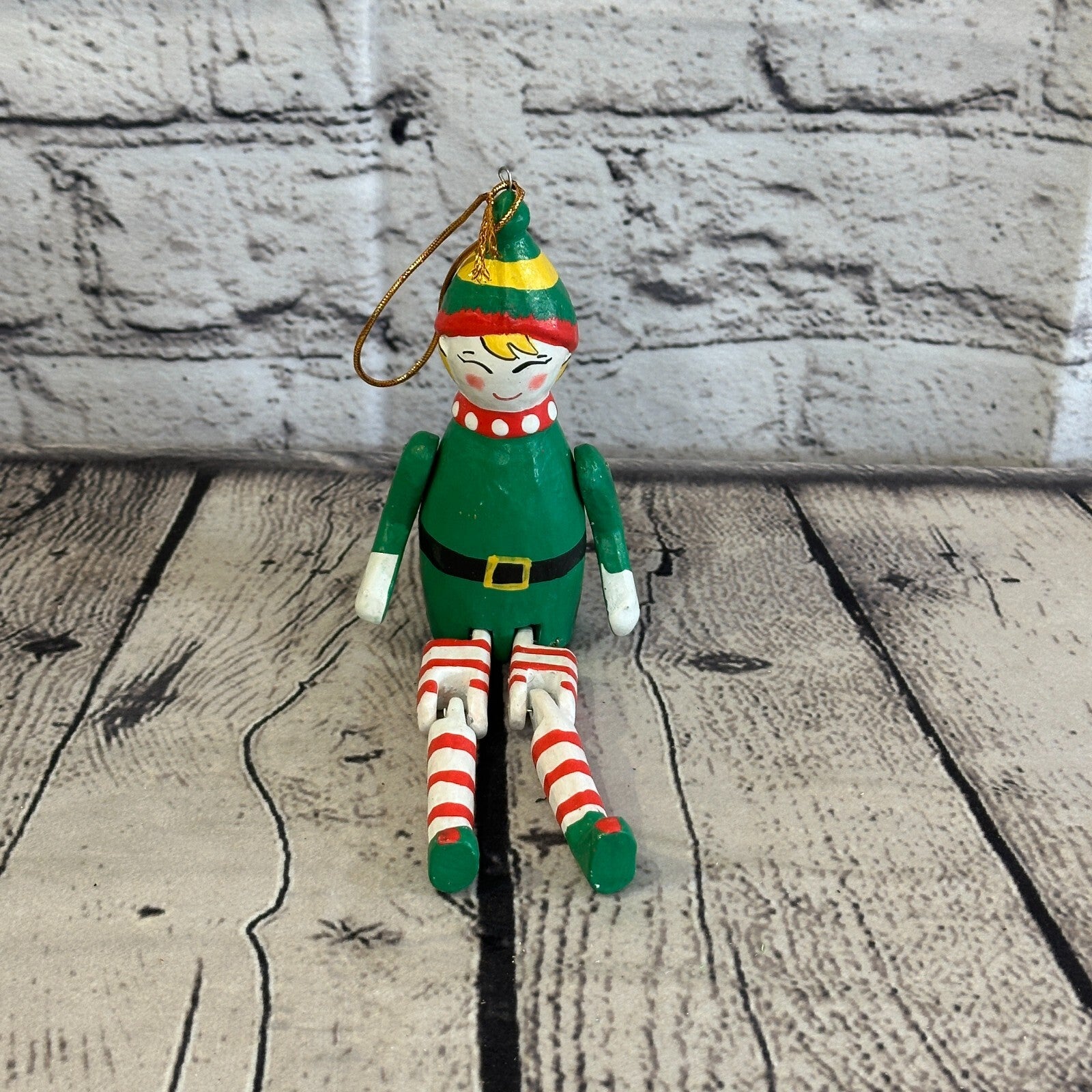 10cm Christmas Elf Sitting Animal, Wooden Shelf Ornament Handmade and Fairtrade1