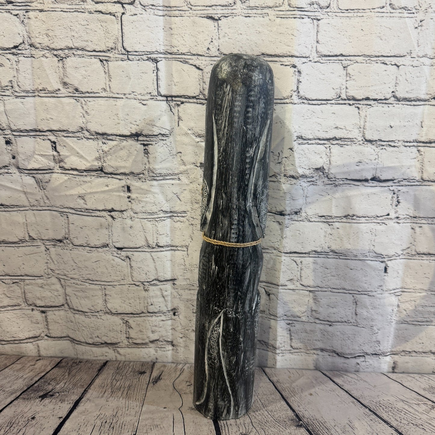 50cm Grey Wooden Shabby Dog Statue Ornament Fair Trade Handcarved4