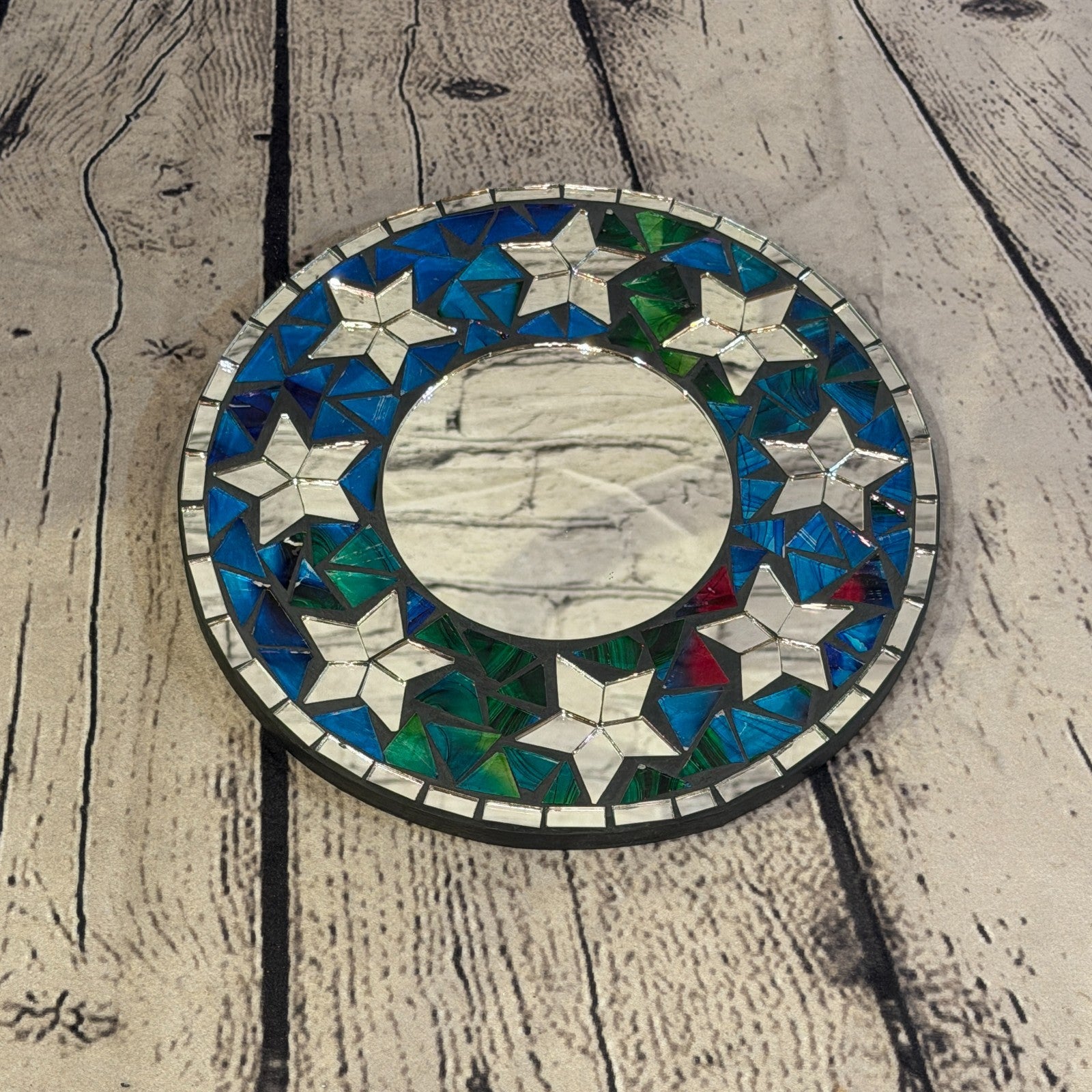 Blue Star Black Mosaic Tile Wall Mirror 20cm x 20cm 8 Inches Handmade2