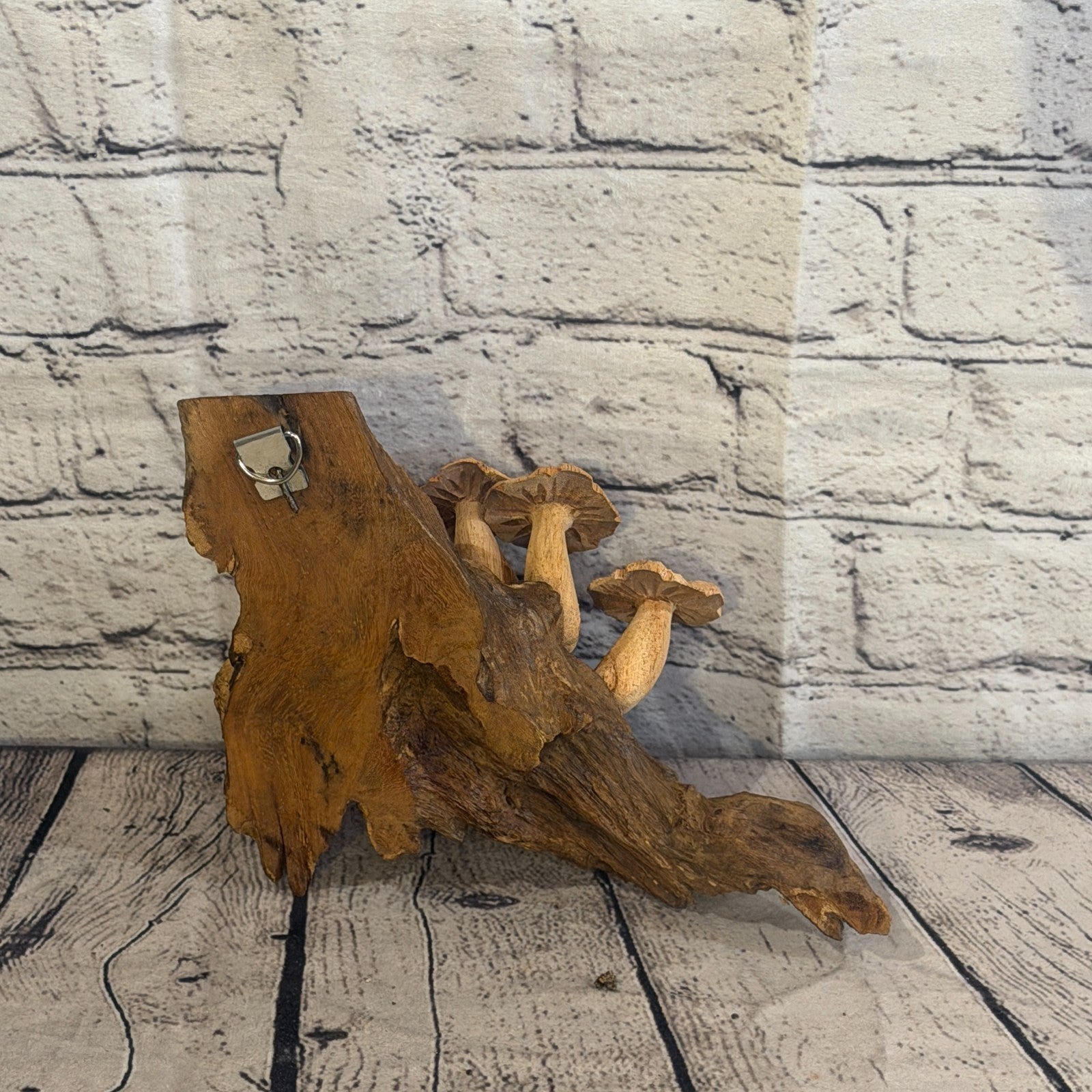 20cm Flat Top Wall Art Mushroom Parasite Wood Ornament Natural Carving Wooden6