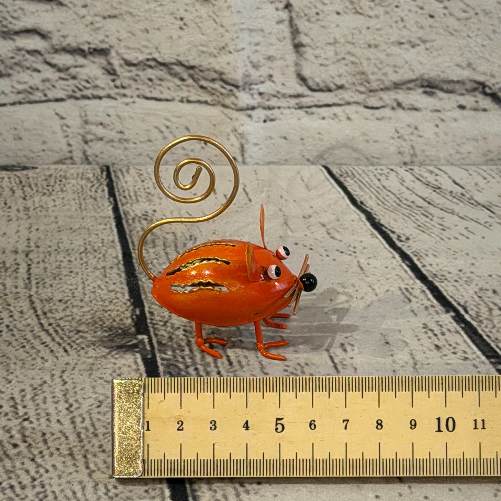 7cm x 7cm Colourful Orange Mouse Rat Metal Tin Standing Ornament Statue6