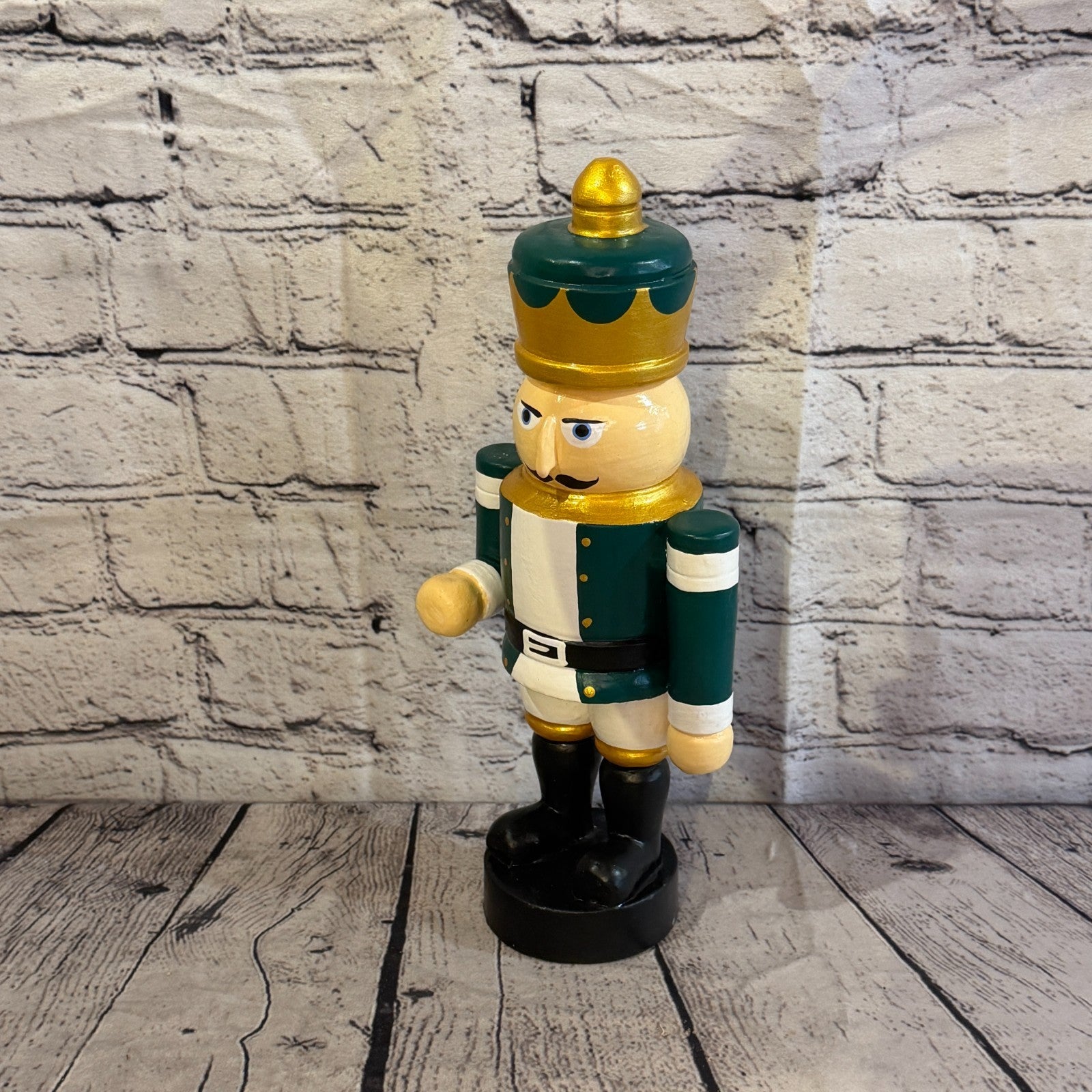30cm Green Top Hat Nut Cracker Soldier Handcrafted Wood Xmas Christmas Ornament0