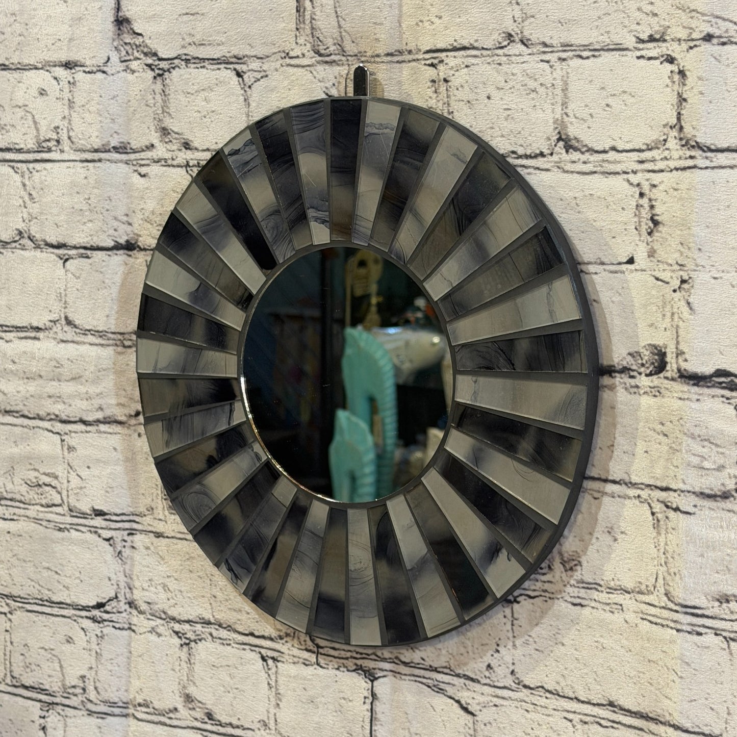 Grey Black Line Black Mosaic Tile Wall Mirror 30cm x 30cm 12 Inches Handmade1