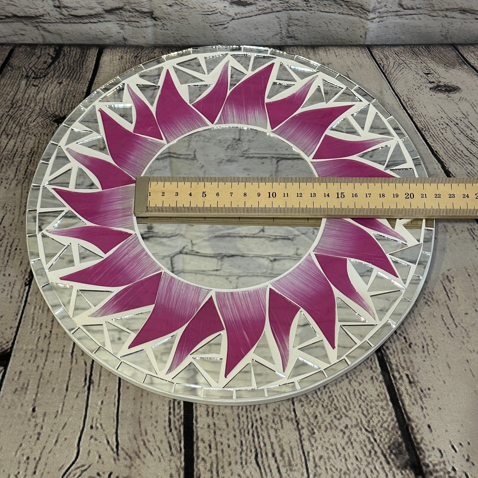 Pink Flame Sun Mosaic Tile Wall Mirror 30cm x 30cm 12 Inches Handmade New5
