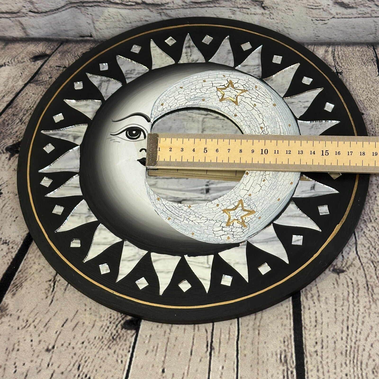 Black Full Moon Mosaic Tile Wall Mirror 30cm x 30cm 12 Inches Handmade Fairtrade5