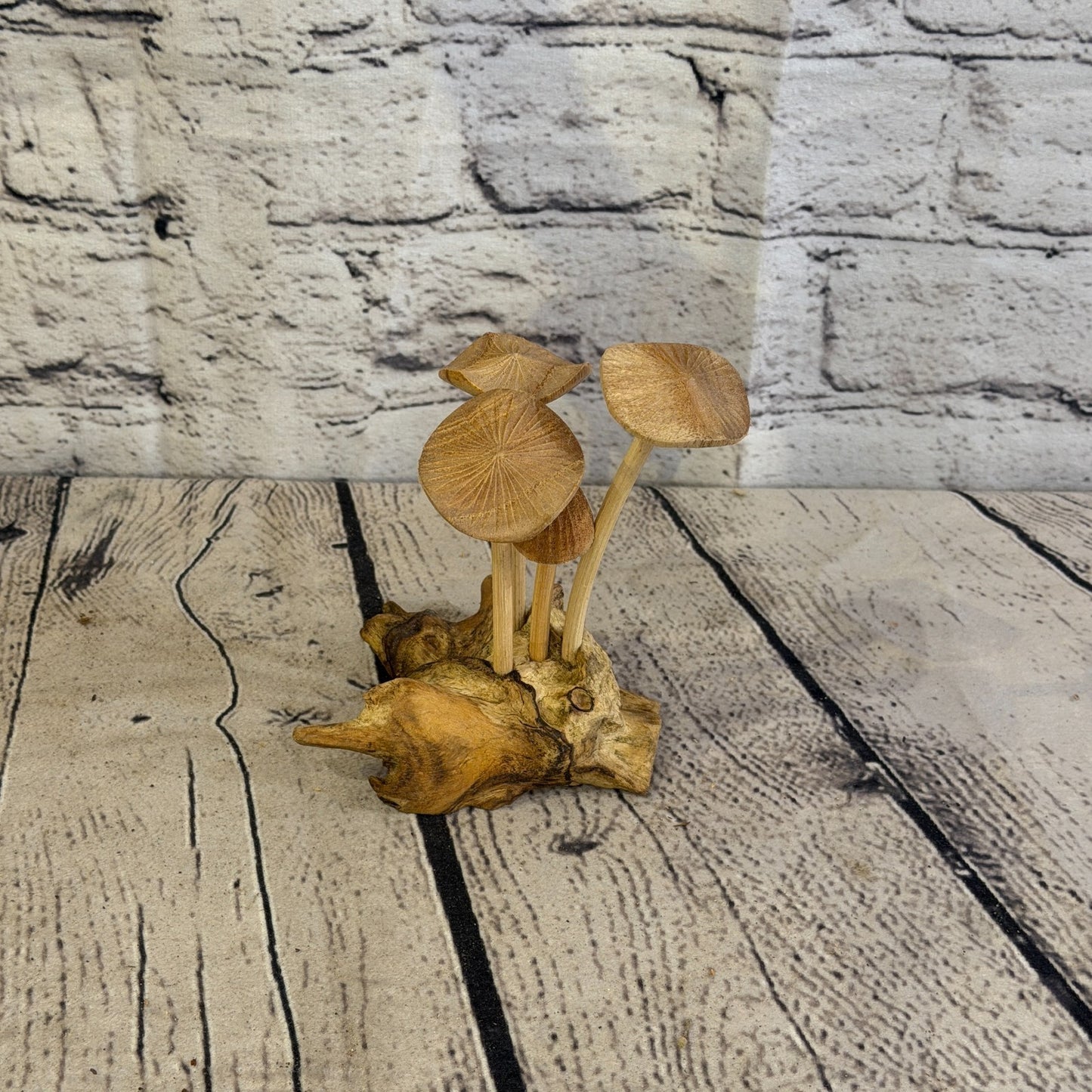12cm Plain Mushroom Parasite Ornament Natural Carving Fairtrade Wooden3