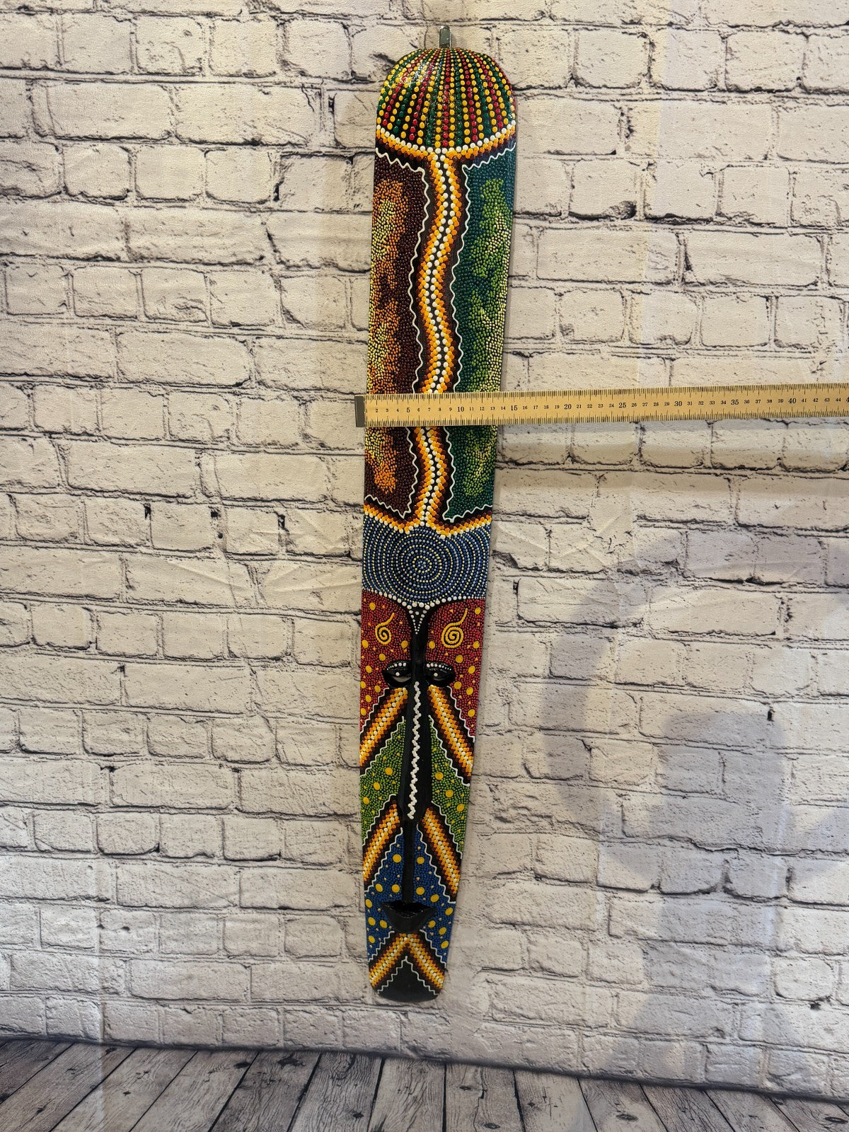 100cm Mask Carved Wooden Dot Painted Ethnic Tribal Tiki Wall Art No 1 New3
