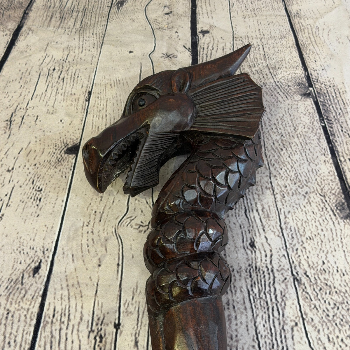 Dragon Head 140cm Tribal African Walking Stick Staff Cane Hand Carved Dark Wood6