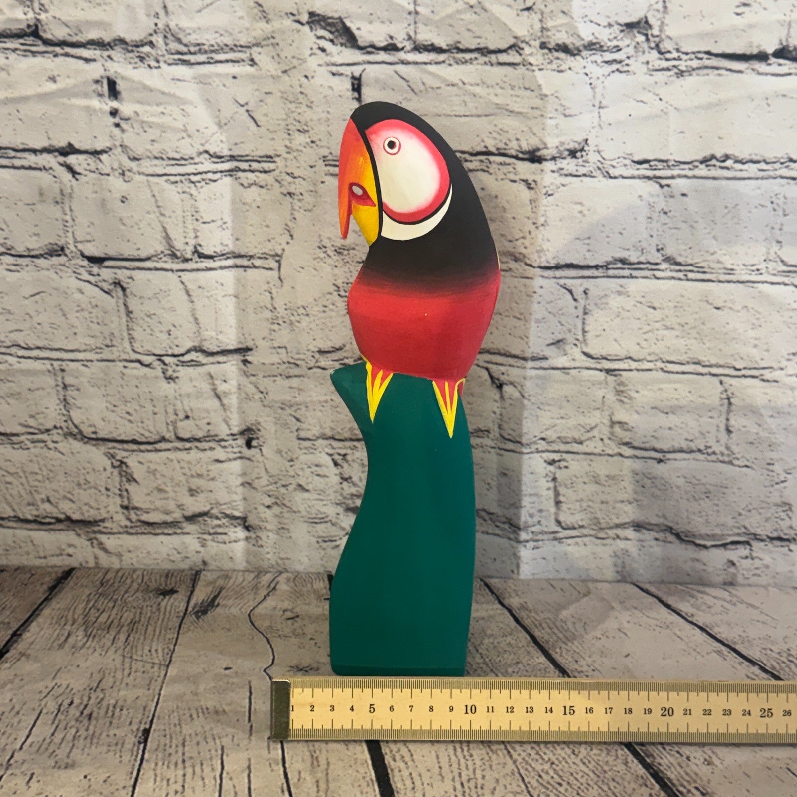 30cm Dark Red Parrot Bird Ornament Statue Fair Trade Hand Made Carved Wood7