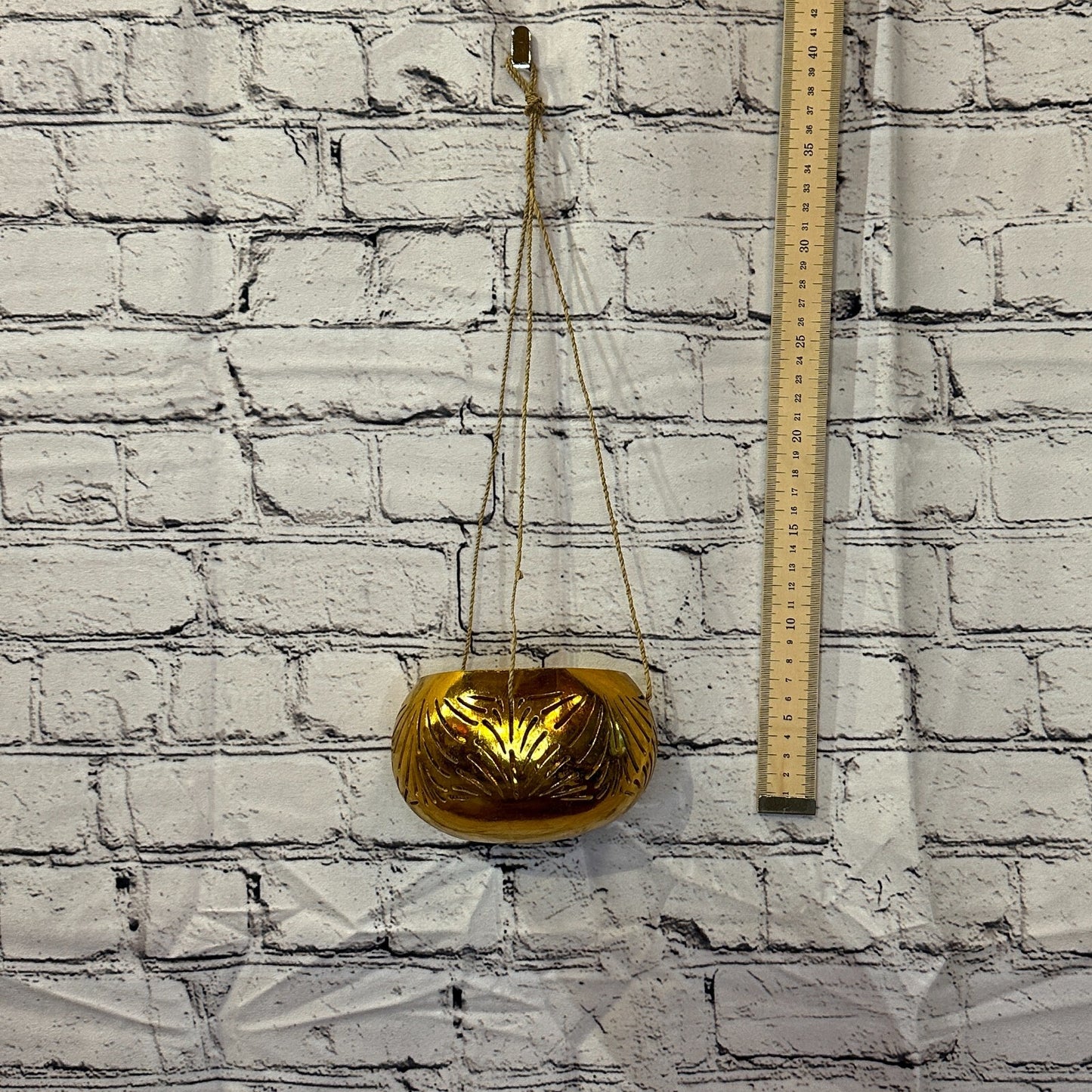 Gold Coconut Shell Hanging Basket Orchid Planter Balcony Decorative Vase Flower4