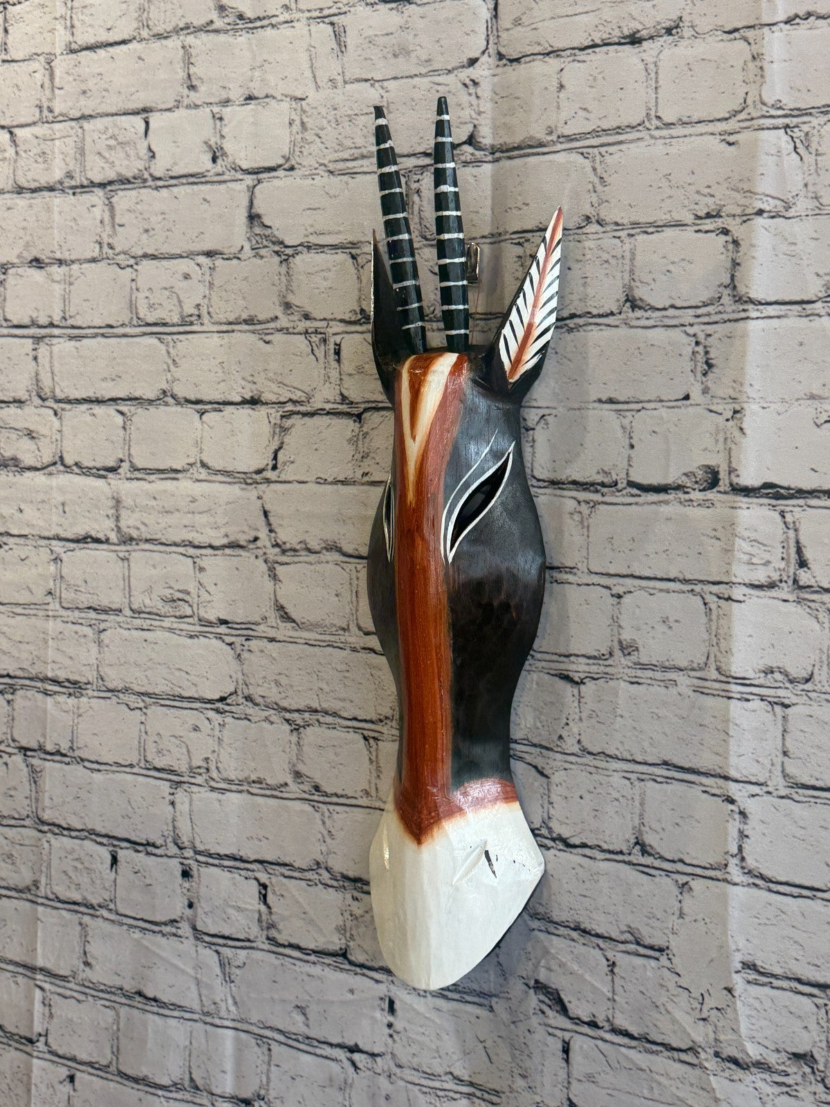 50cm Antelope Hand Carved Fair Trade Wooden Animal Wall Art Wall Hang Mask1