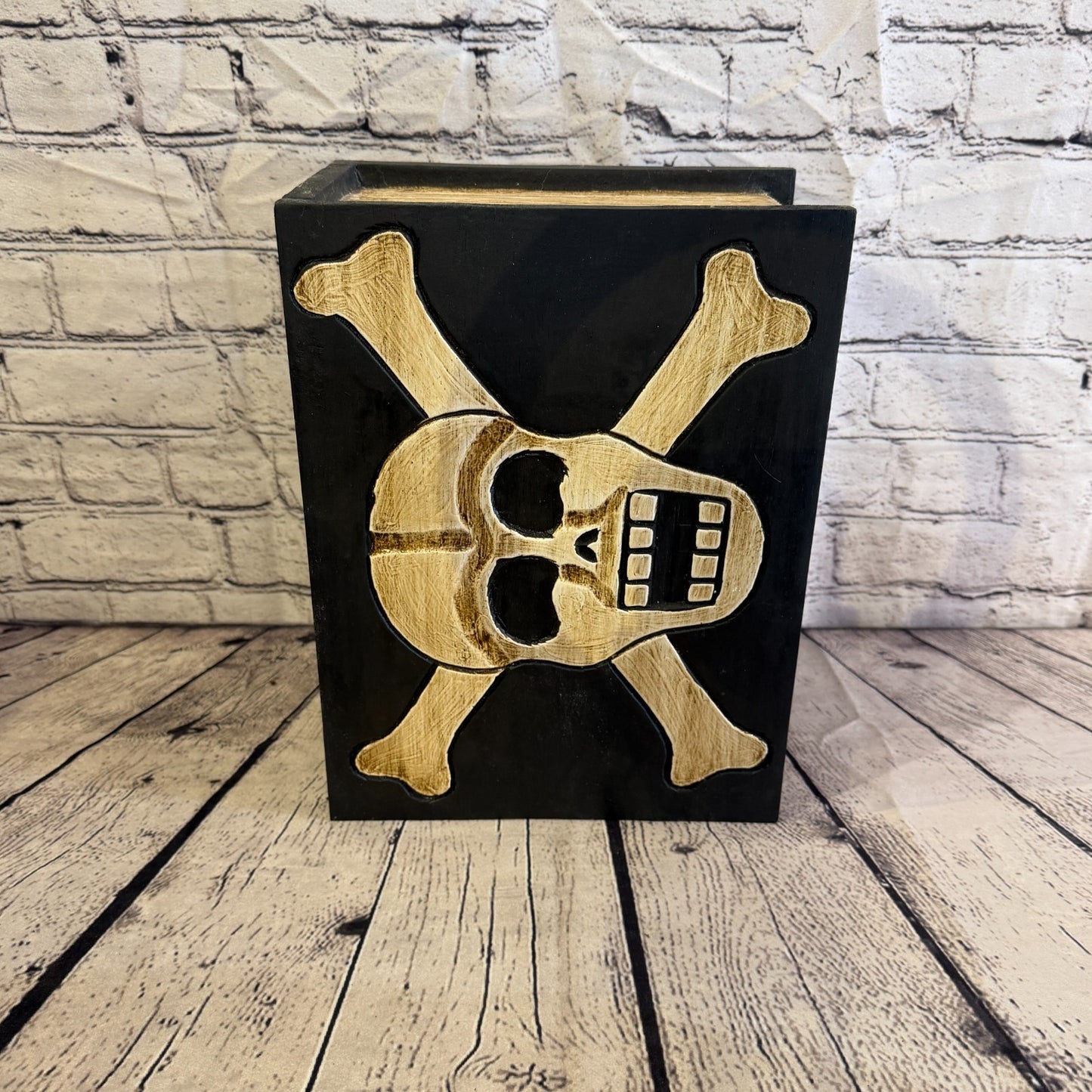 30cm x 24cm x 15cm Book Wood Gothic Skeleton Skull Coffin Jewellery Trinket Box1