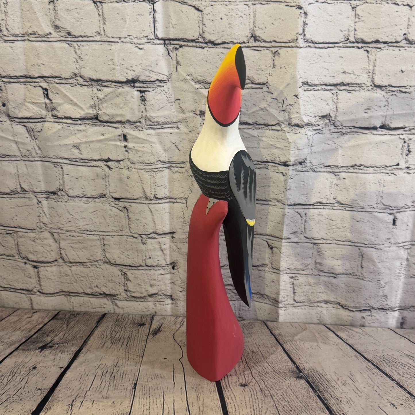 40cm Black White Toucan Bird Ornament Statue Fair Trade Hand Made Carved Wood1
