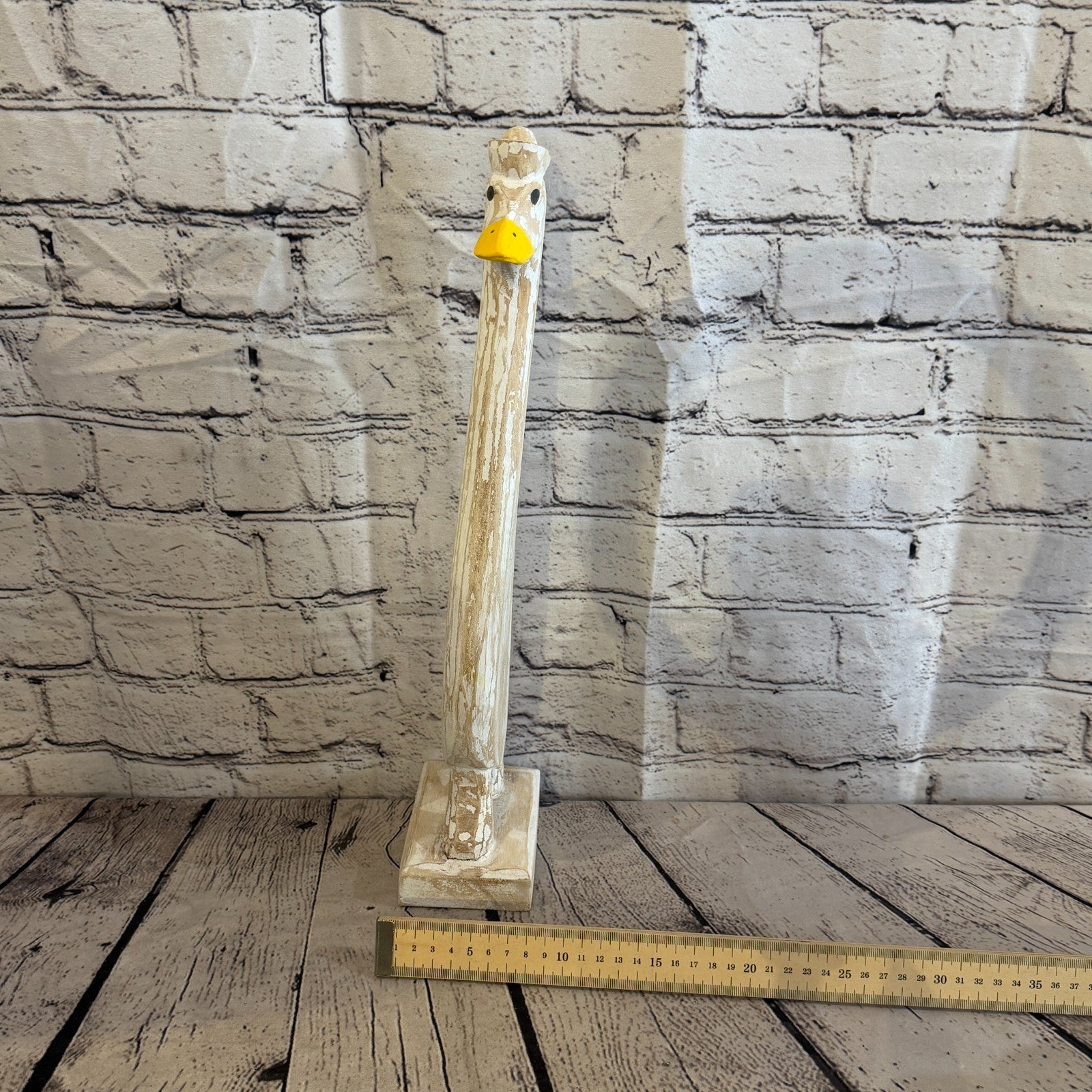 Looking Forward 45cm Tall Wooden White Duckling Baby Duck Shabby Wood Fairtrade7