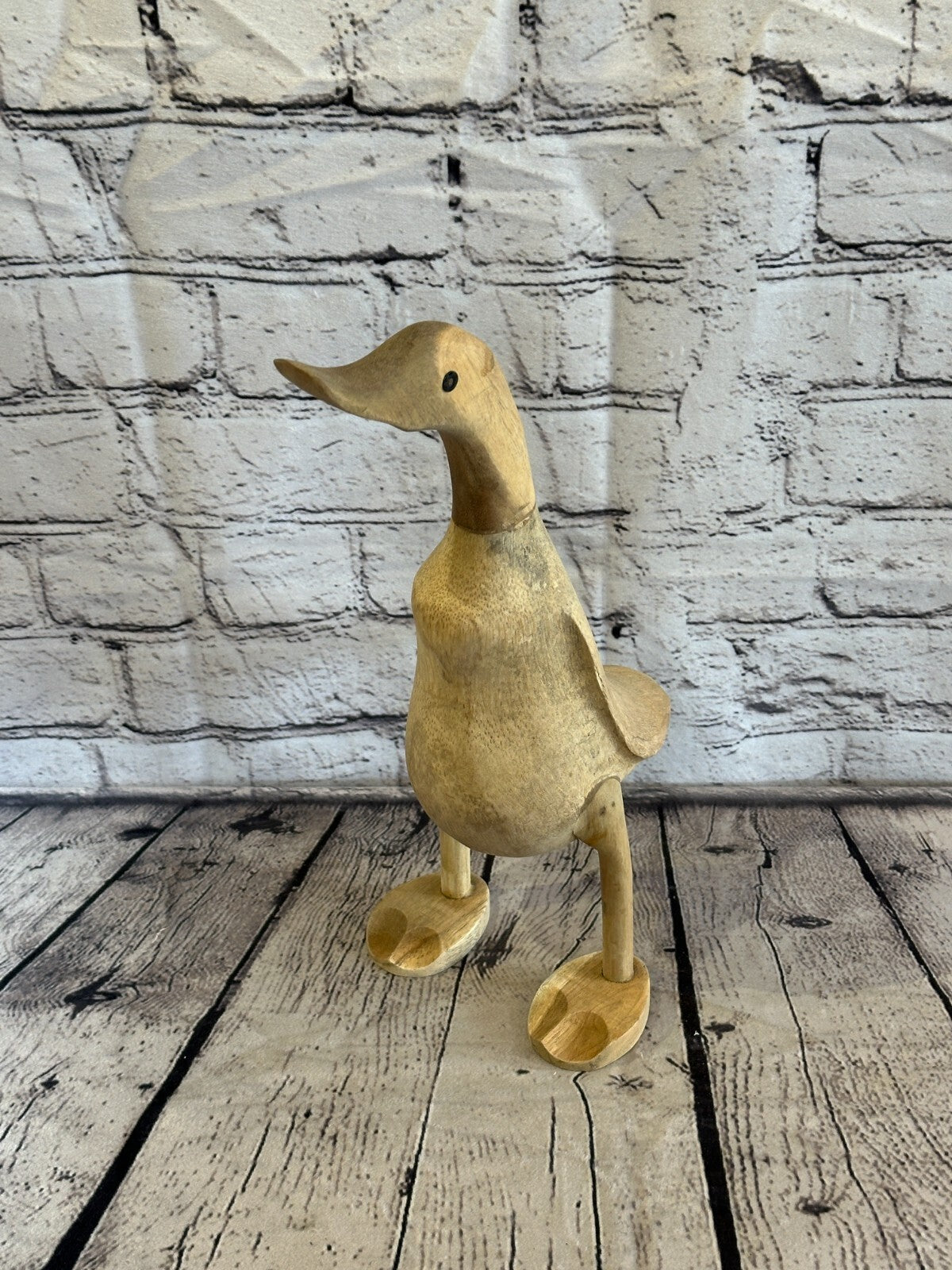 Looking Forward 30cm Tall Wooden Hairy Duckling Baby Duck Bamboo Root Fairtrade1