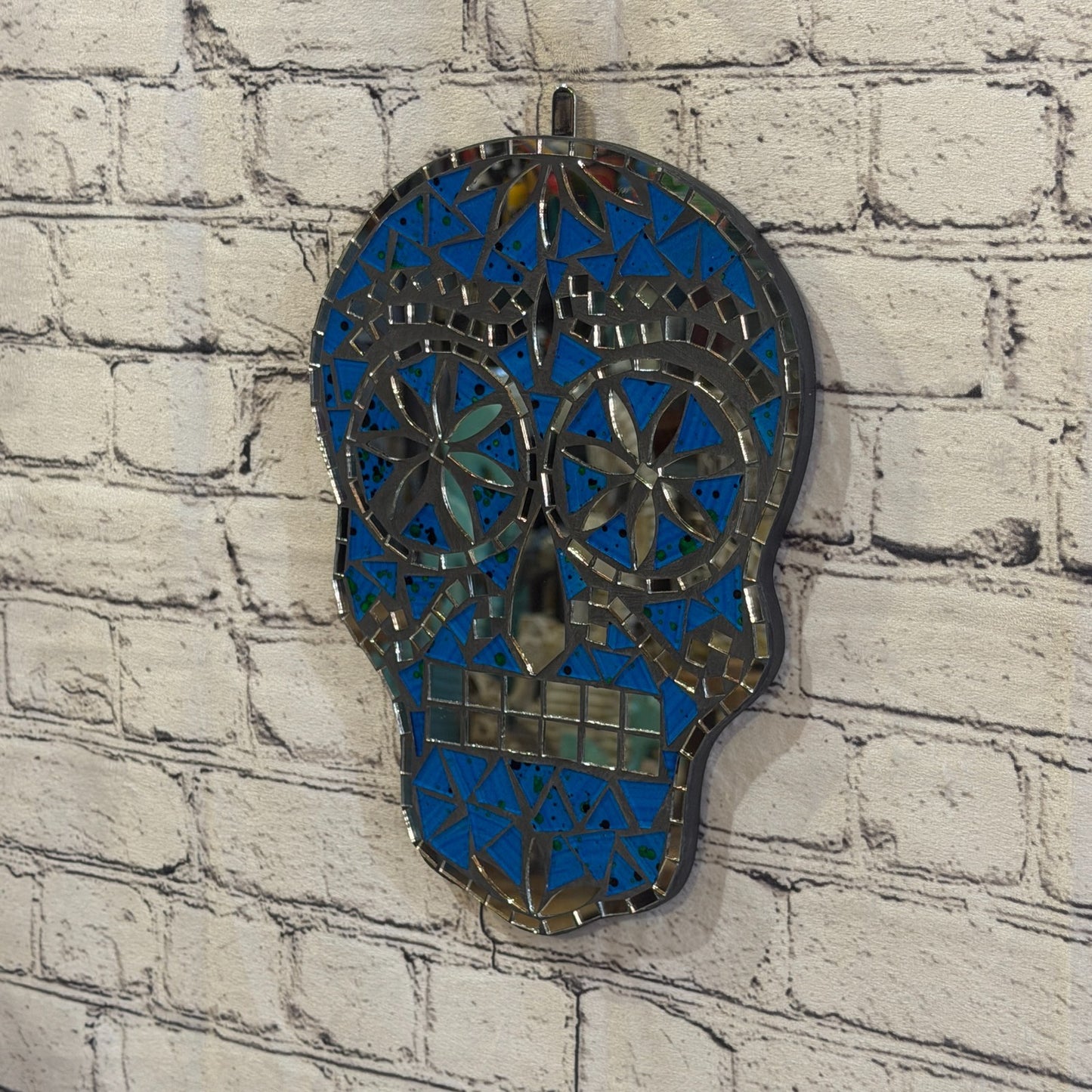 Blue Skull Mosaic Tile Wall Mirror 30cm x 20cm 12 Inches Handmade New2