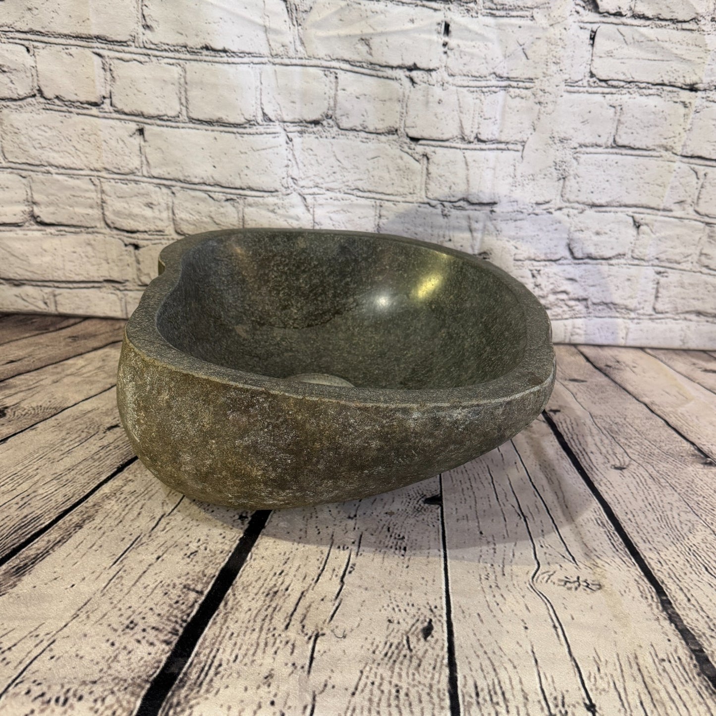 32cm x 30cm Wash Basin Bathroom Counter Top Washing River Stone Bowl Sink No 351