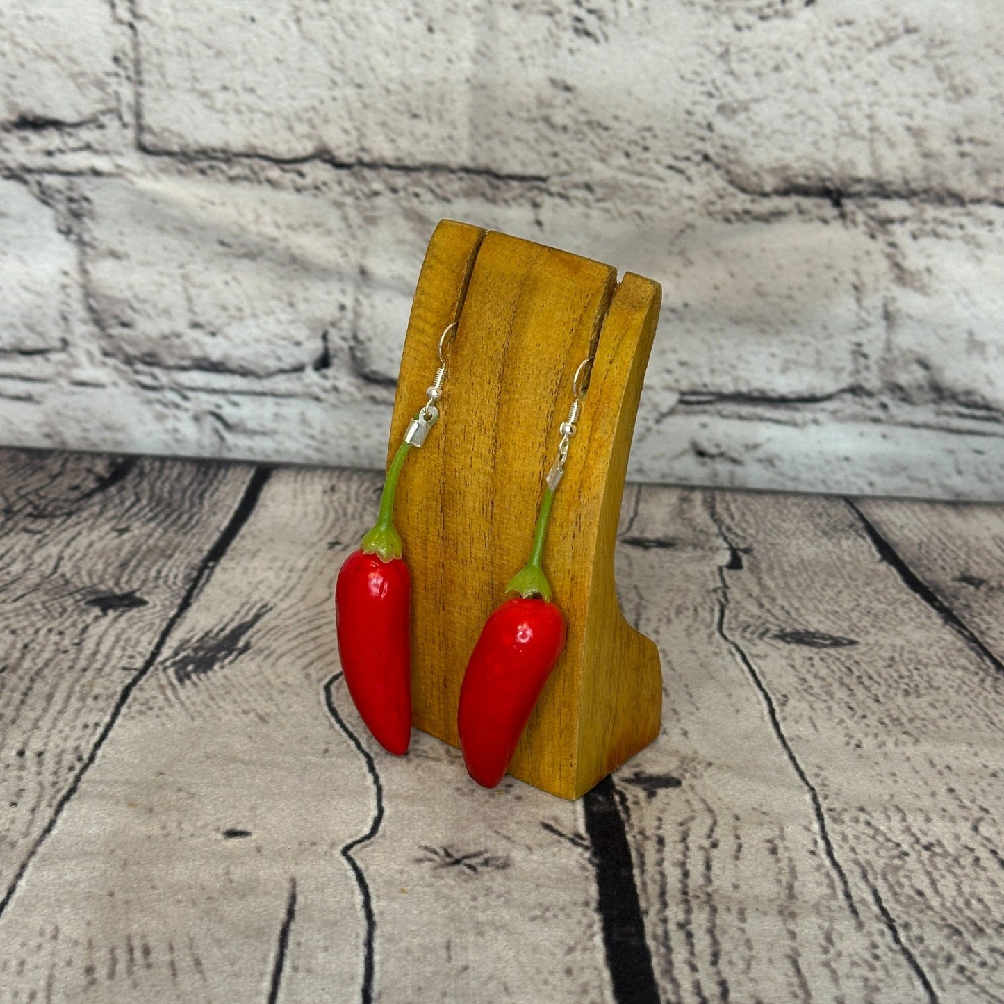 Chili Plastic Novelty Party Dangle Drop Earrings Handmade UK Jewellery1