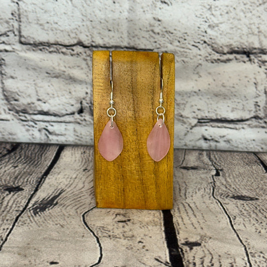 Pink Recycled Teardrop Silver Plate Dangle Drop Earrings Handmade UK Jewellery0