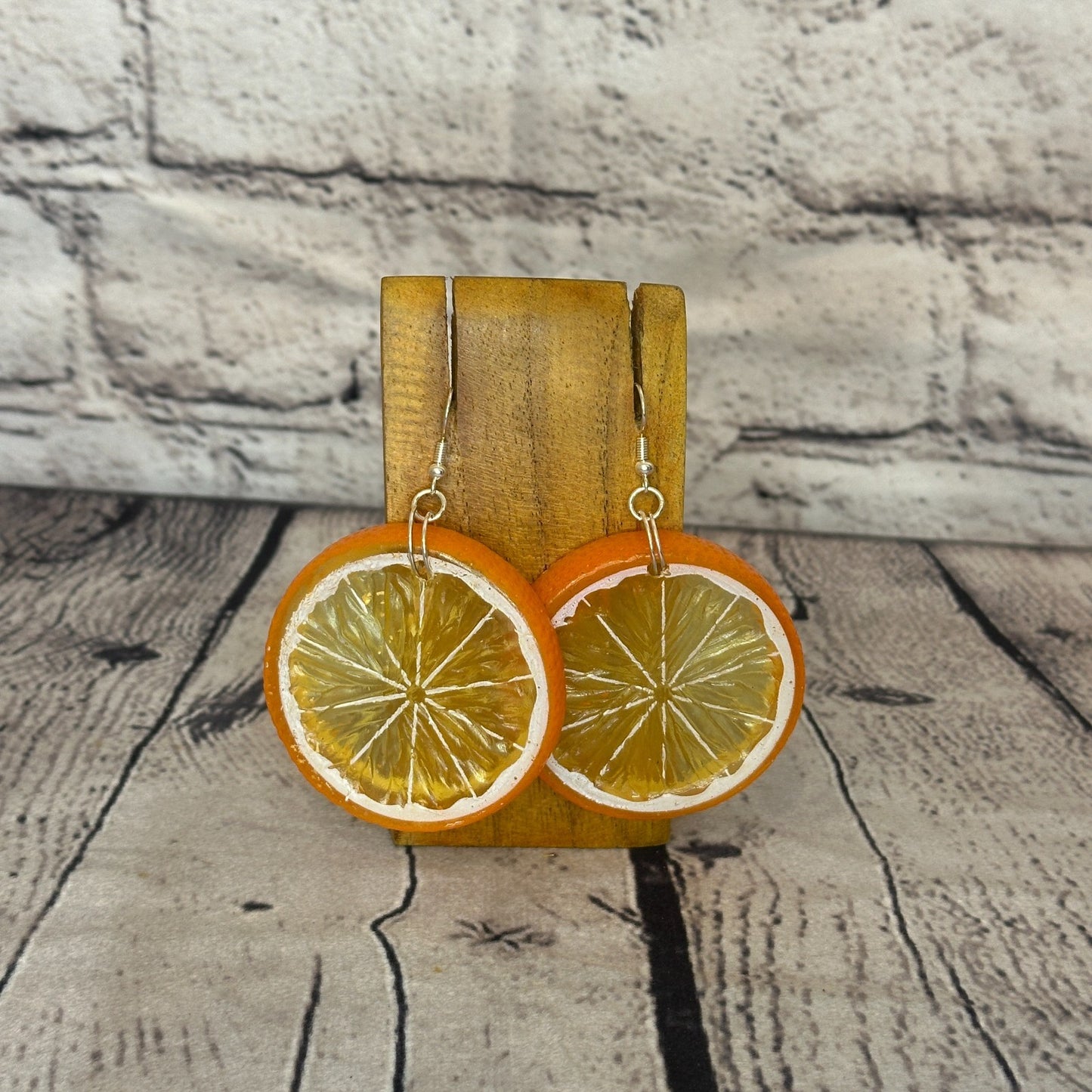 Orange Slices Plastic Novelty Party Dangle Drop Earrings Handmade UK Jewellery0