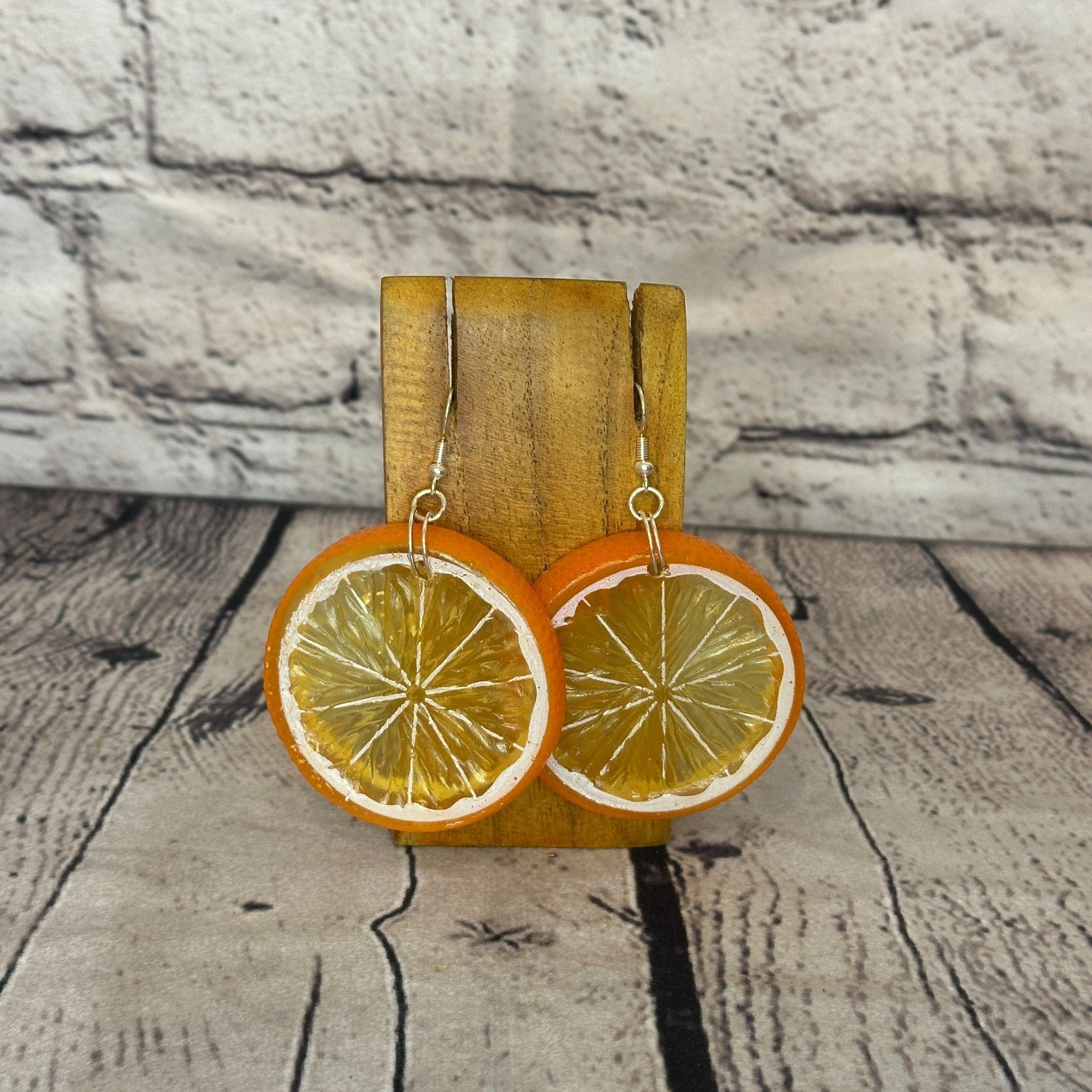 Orange Slices Plastic Novelty Party Dangle Drop Earrings Handmade UK Jewellery0