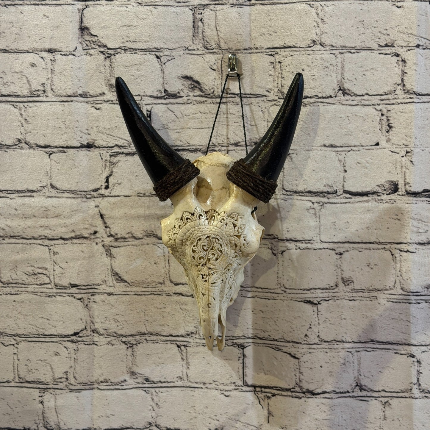 30cm Carved Buffalo Ram Wild Replica Skulls Wall Hanging Carved Stand Design 42