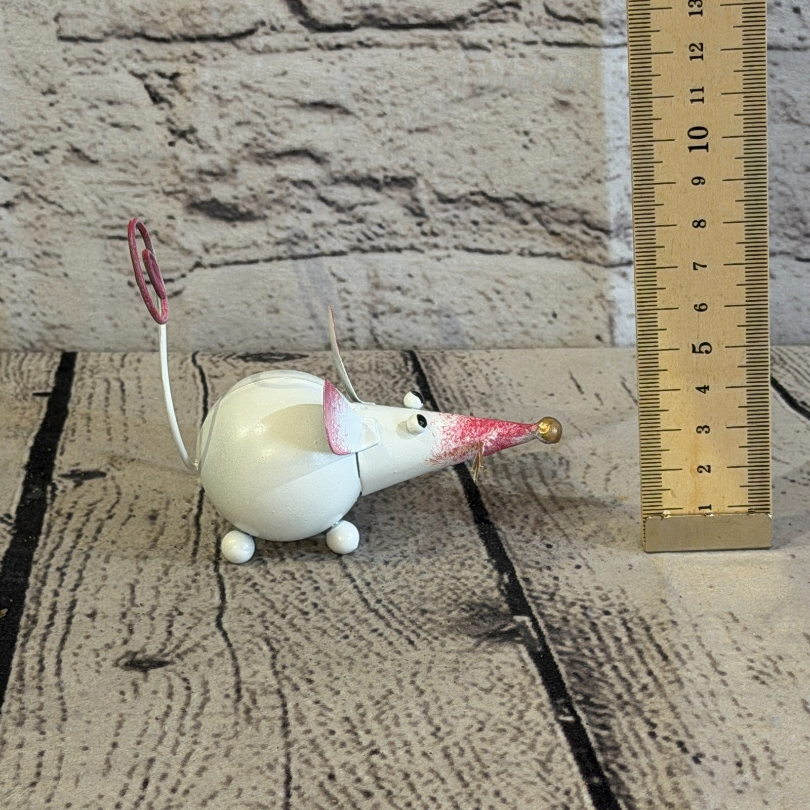 10cm x 8cm Small Colourful White Mouse Rat Metal Tin Standing Ornament Statue5