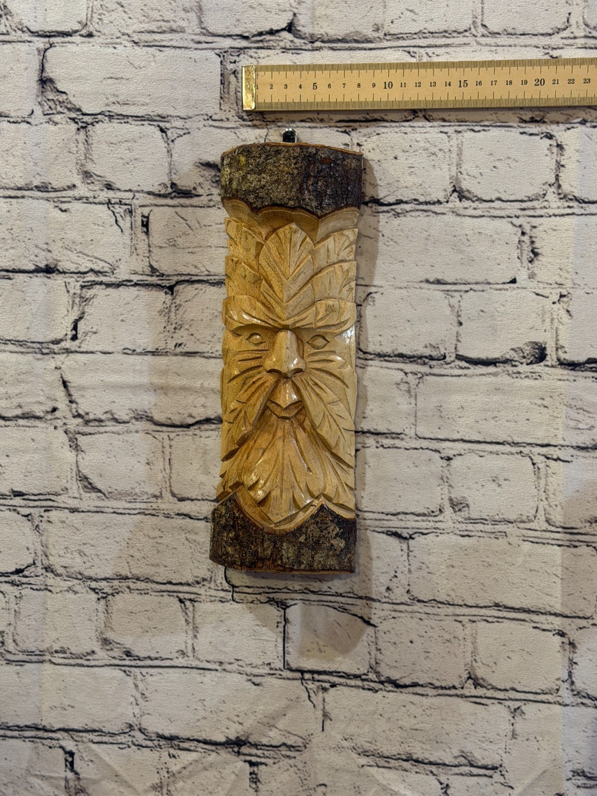 Green Man Of The Woods 30cm Hand Carved Wizard Tree Trunk Wood Fairtrade3