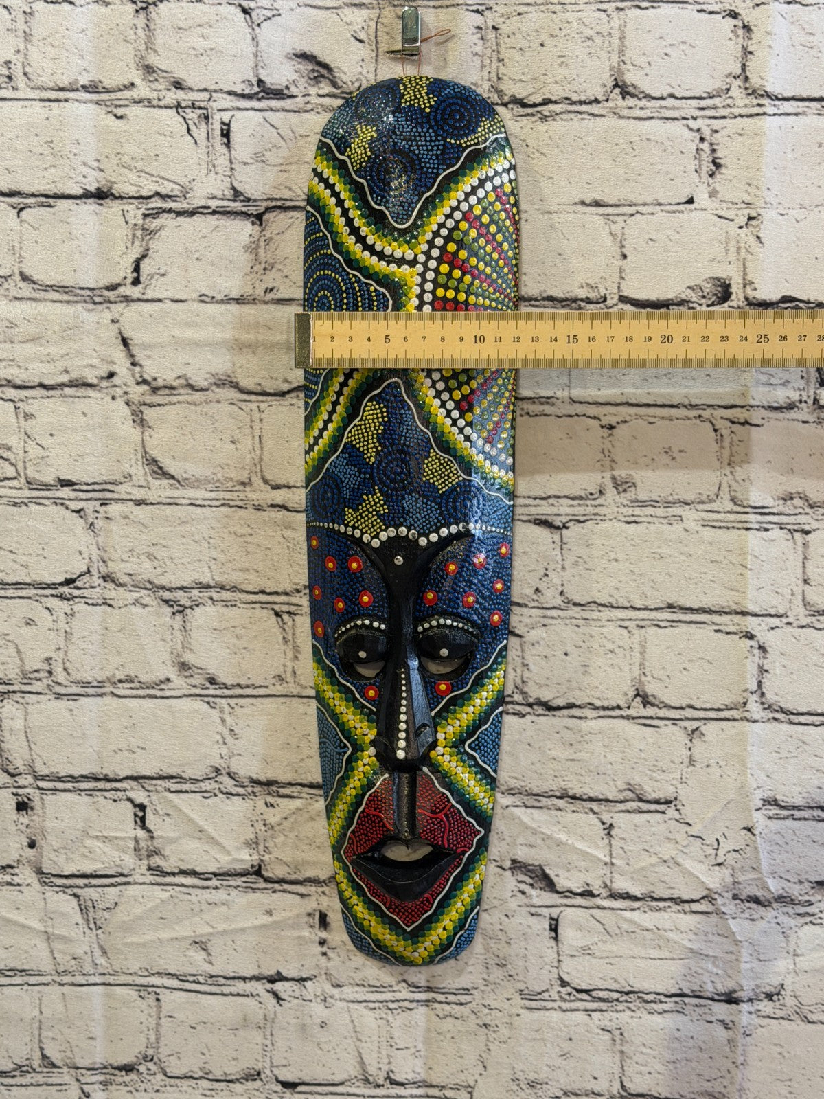 50cm Mask Carved Wooden Dot Painted Ethnic Tribal Tiki Wall Art No 7 New3