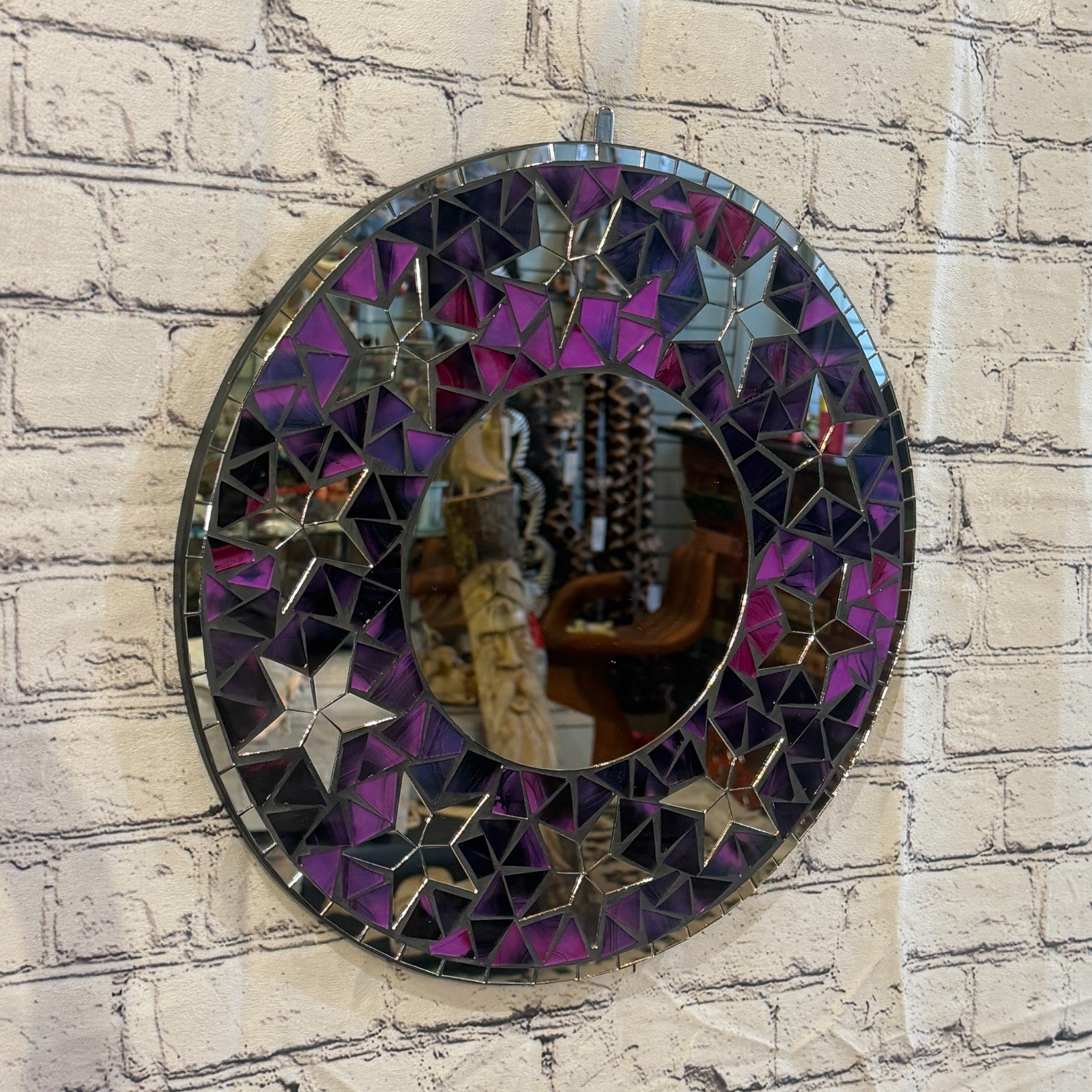 Purple Star Black Mosaic Tile Wall Mirror 40cm x 40cm 16 Inches Handmade0