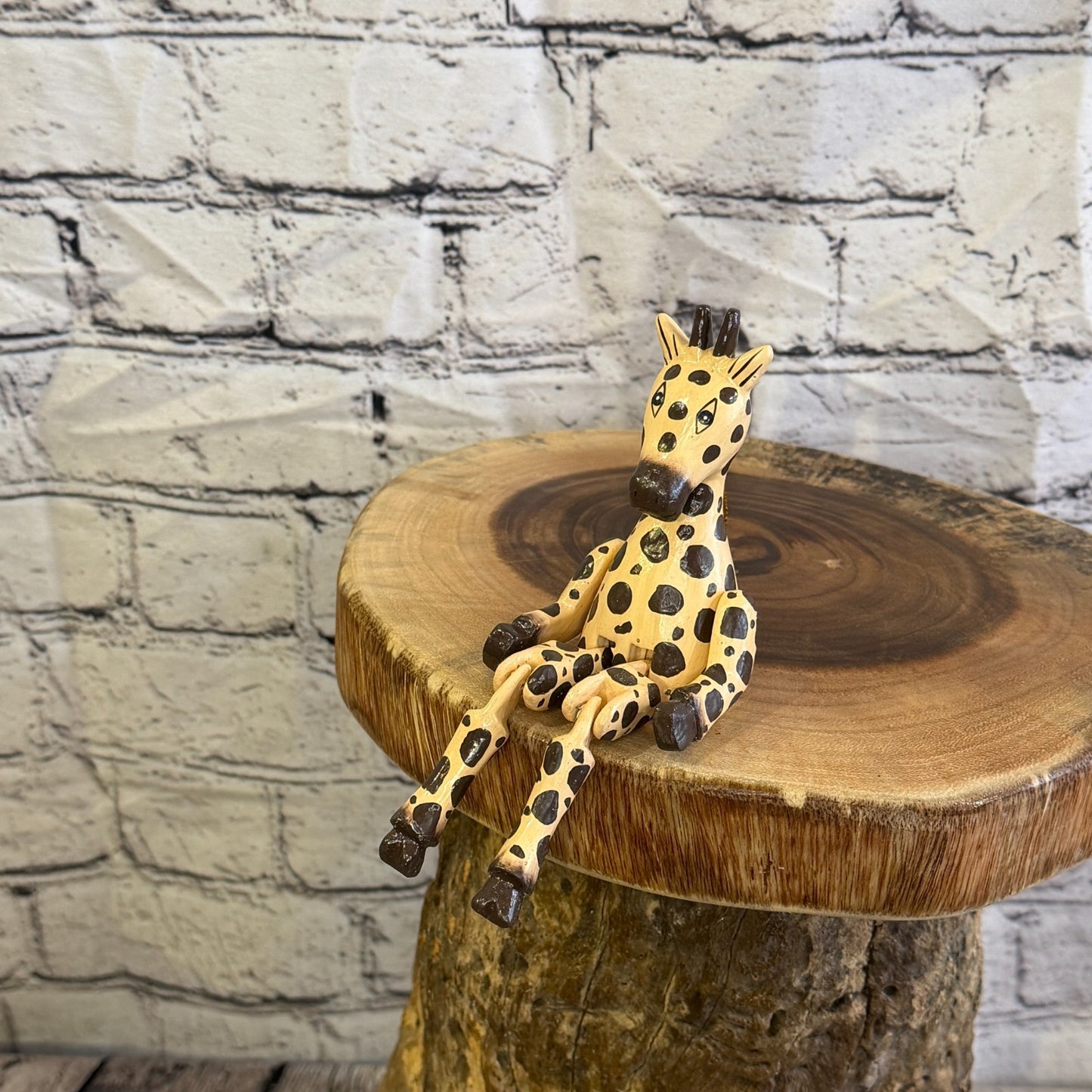10cm Orange Giraffe Sitting Animal, Wooden Shelf Ornament Handmade Fairtrade8