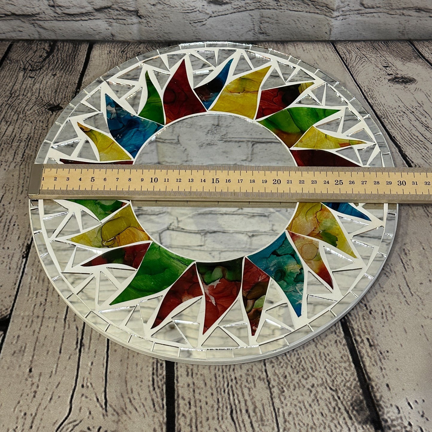 Rainbow White Sun Mosaic Tile Wall Mirror 30cm x 30cm 12 Inches Handmade New3