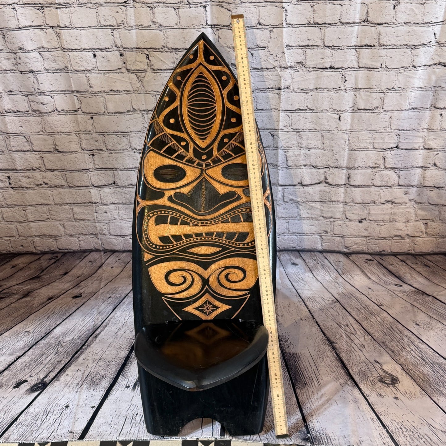 100cm Tiki Surf Board Shape African Birthing Chair Hand Carved Wooden Tribal4