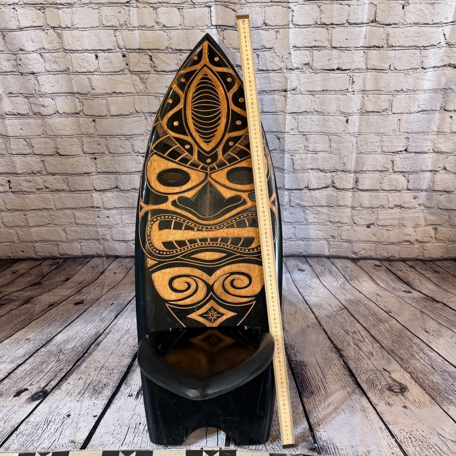 100cm Tiki Surf Board Shape African Birthing Chair Hand Carved Wooden Tribal4