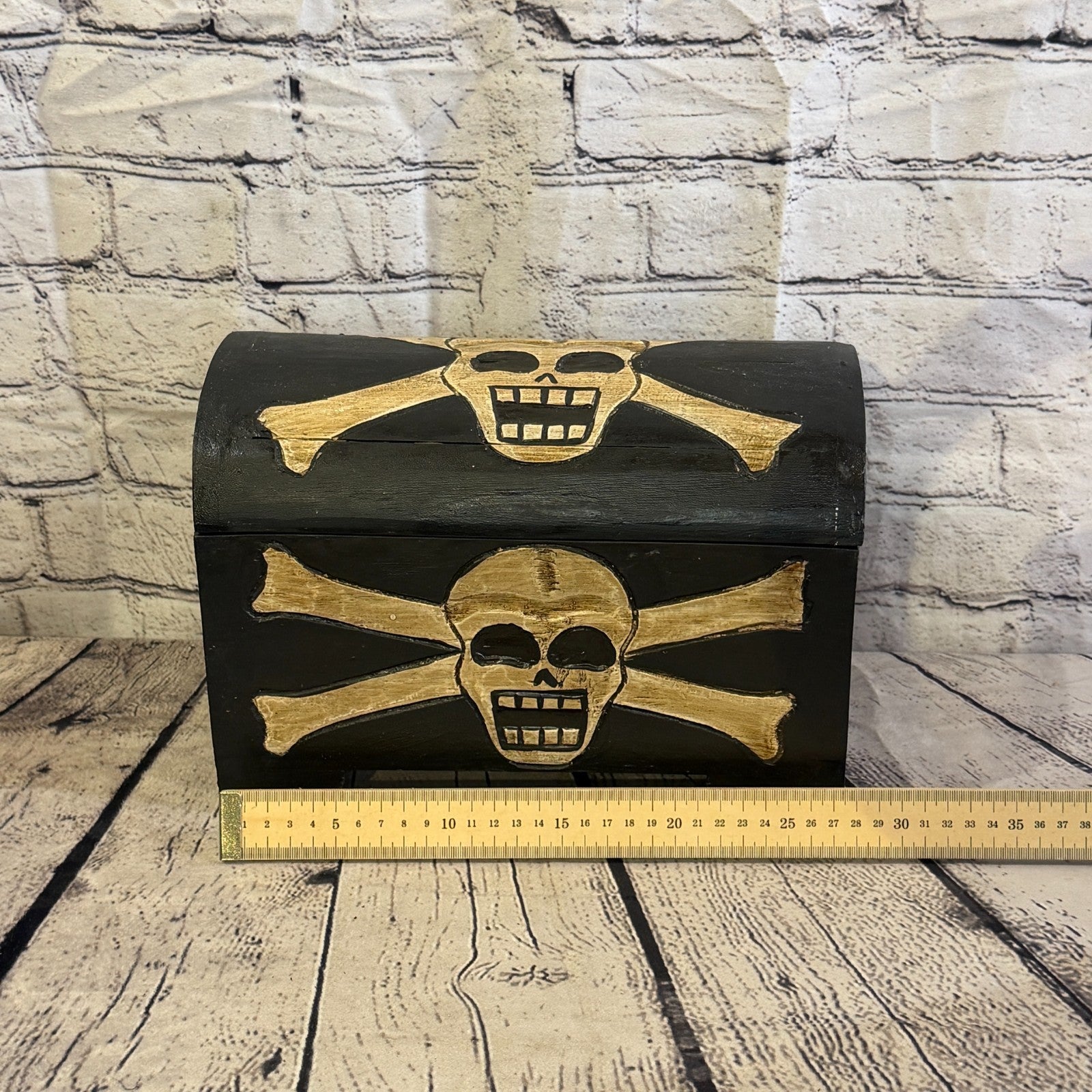 28cm x 22cm x 16cm Wood Gothic Pirate Chest Skull Coffin Jewellery Trinket Box6