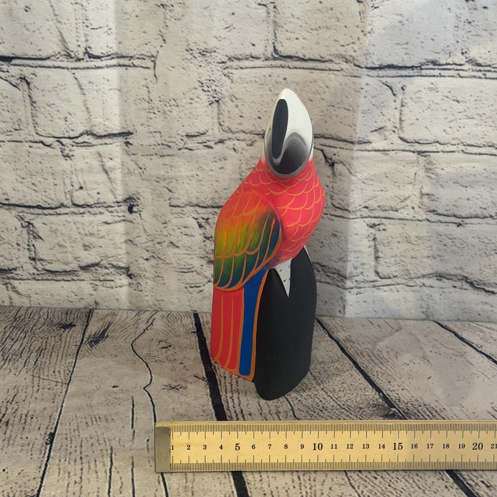 20cm Bright Red Toucan Bird Ornament Statue Fair Trade Hand Made Carved Wood8