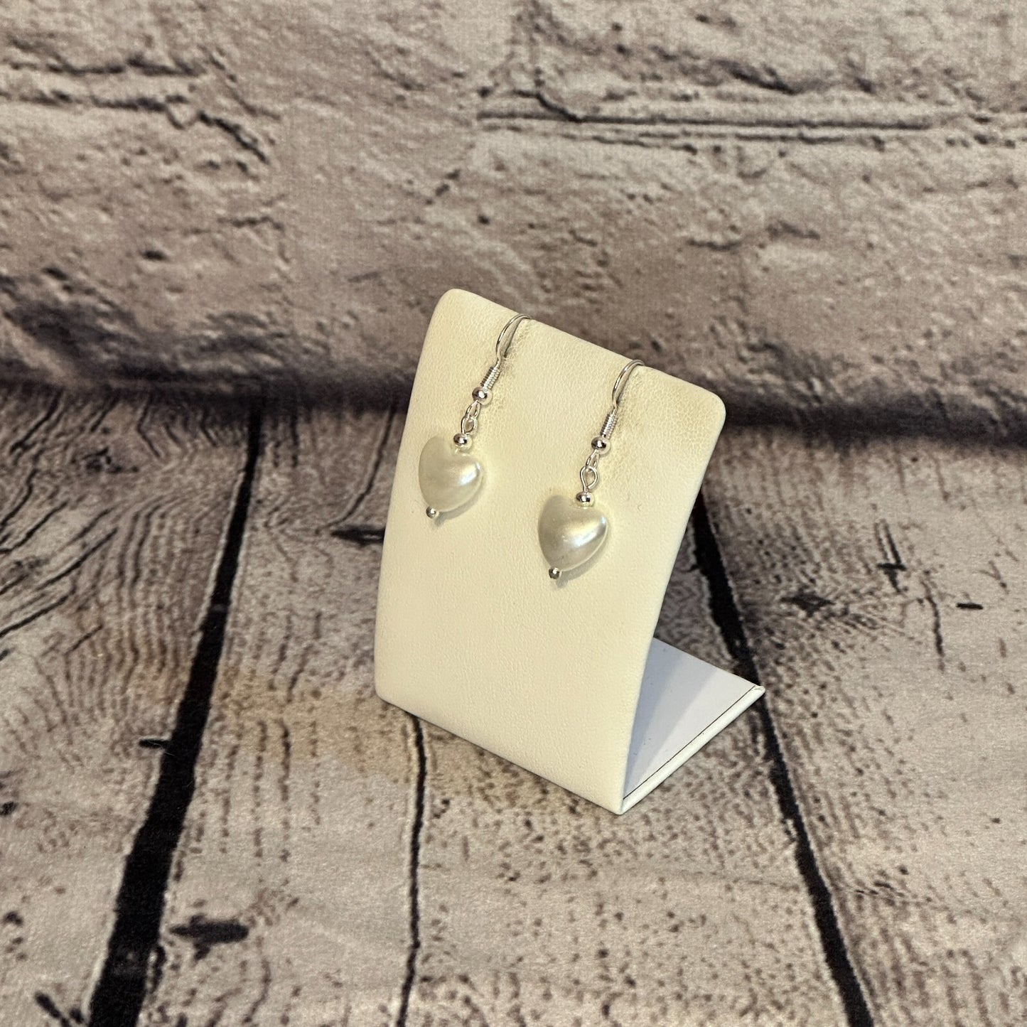 Plain White Heart Shaped Dangle Drop Earrings Handmade UK Jewellery1